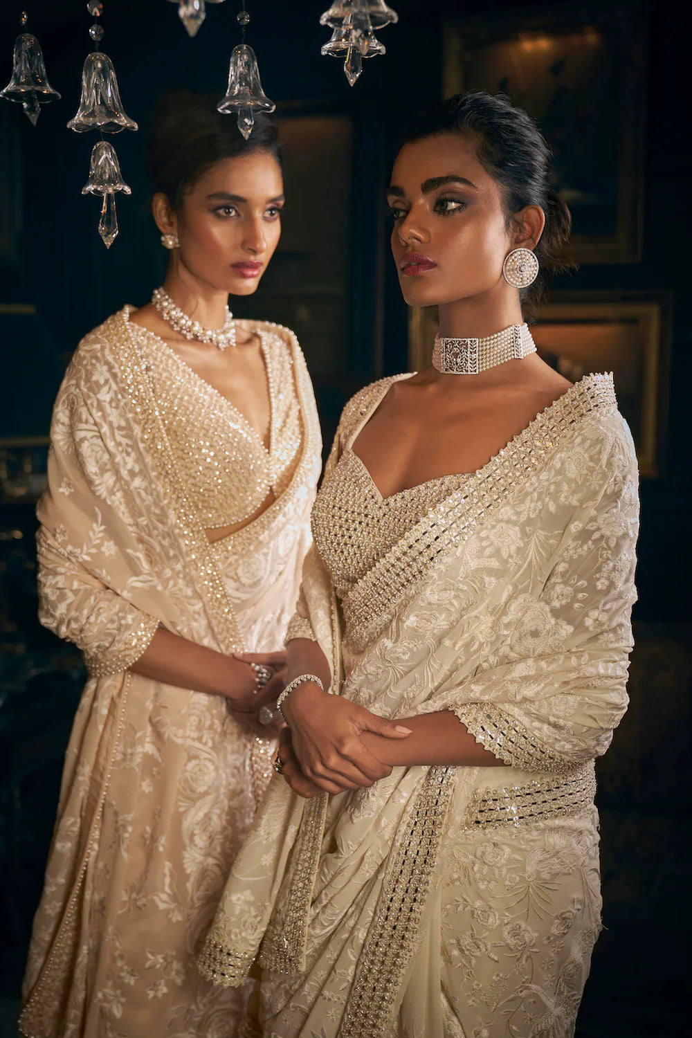 Ivory Thread Work Saree