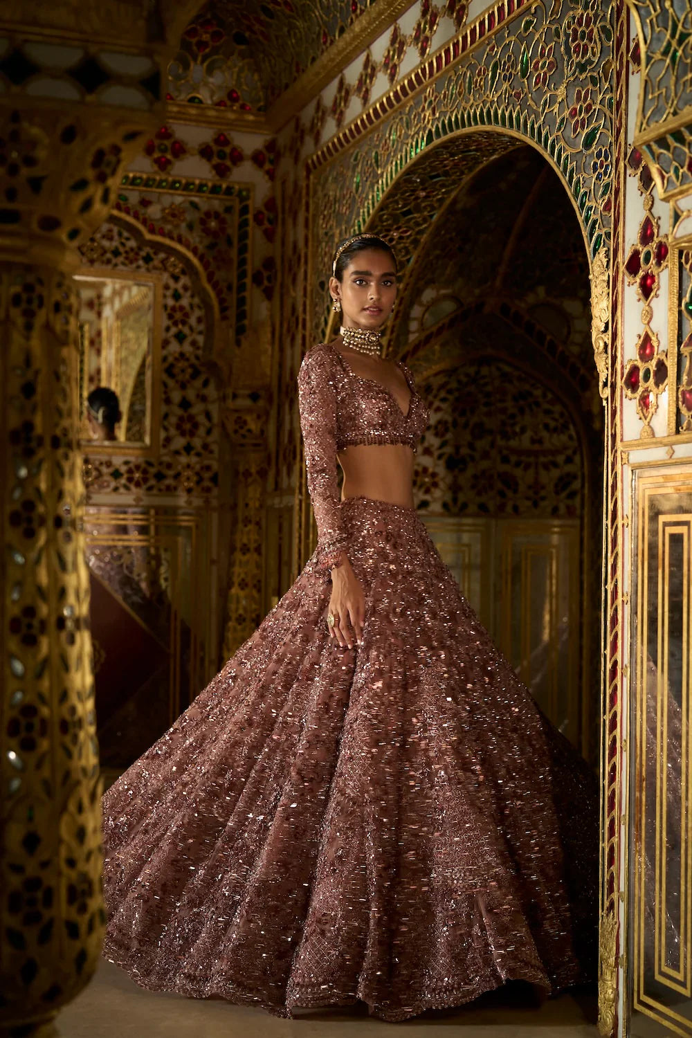 Plum Crystal Lehenga Set- Ready to Ship