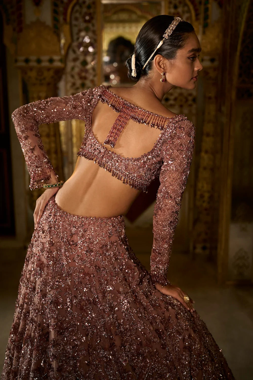 Plum Crystal Lehenga Set- Ready to Ship