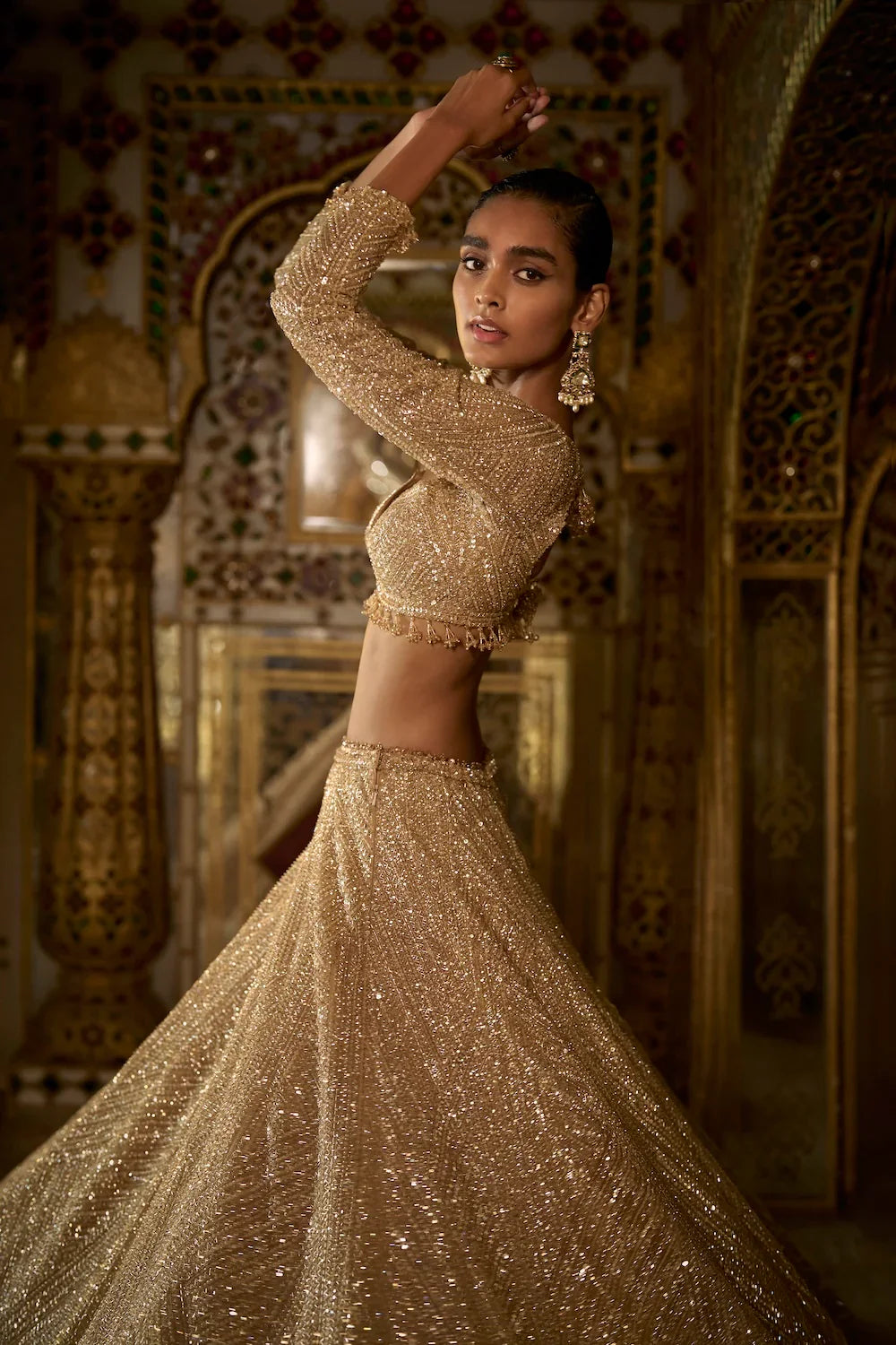Gold Sequin Lehenga Set- Ready to Ship