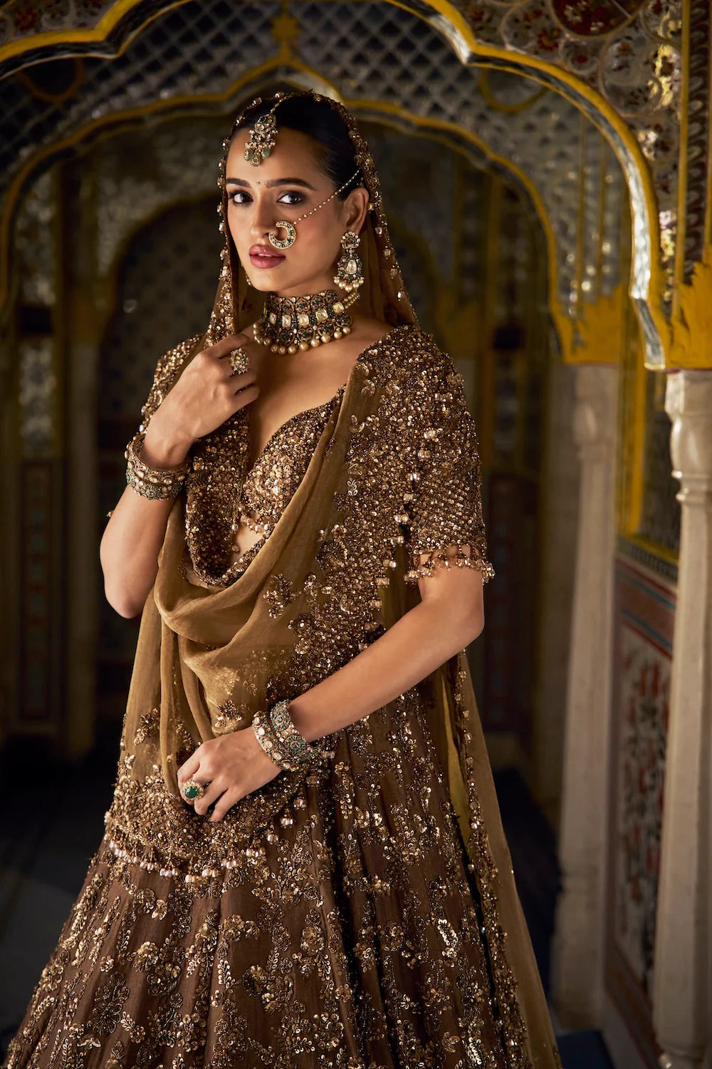 Bronze Tissue Lehenga Set