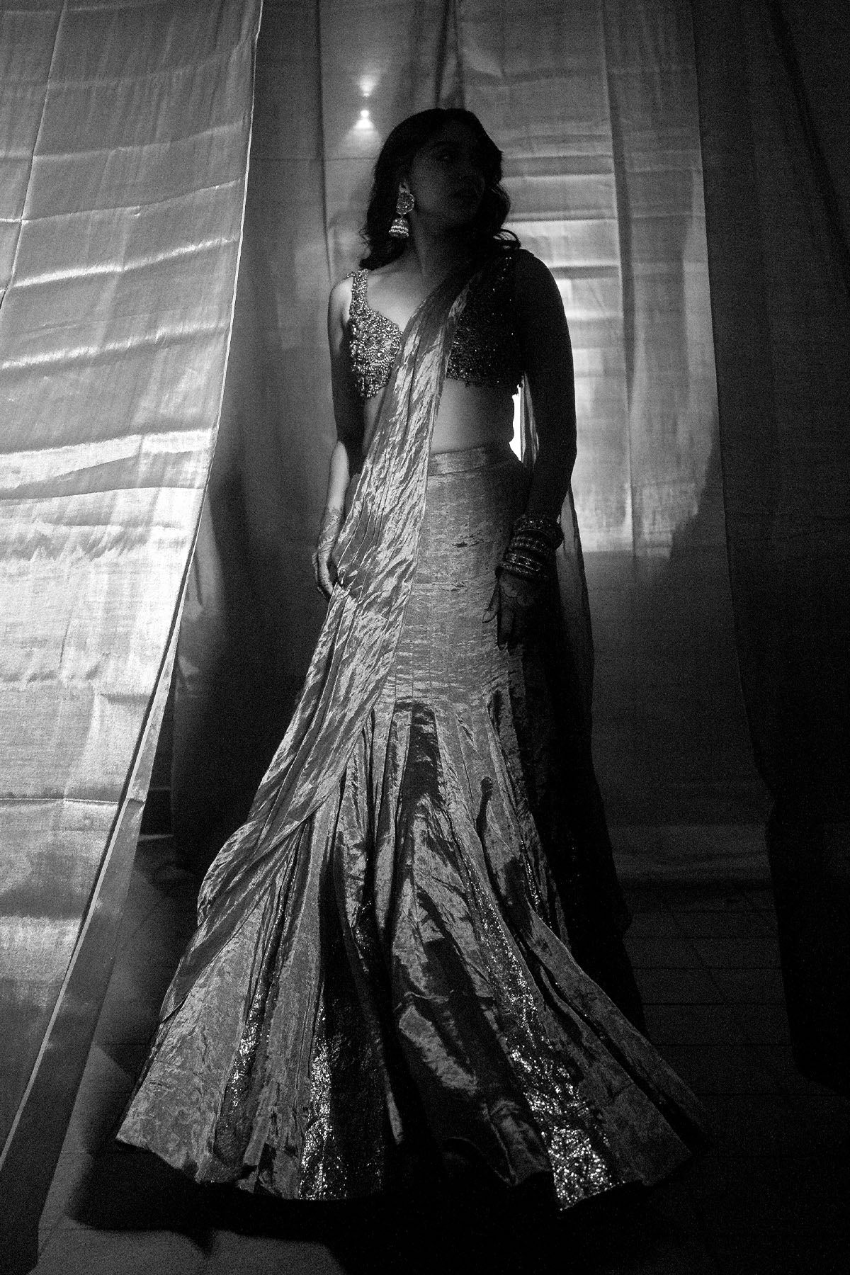 Sharvari in Antique Gold Lehenga Set