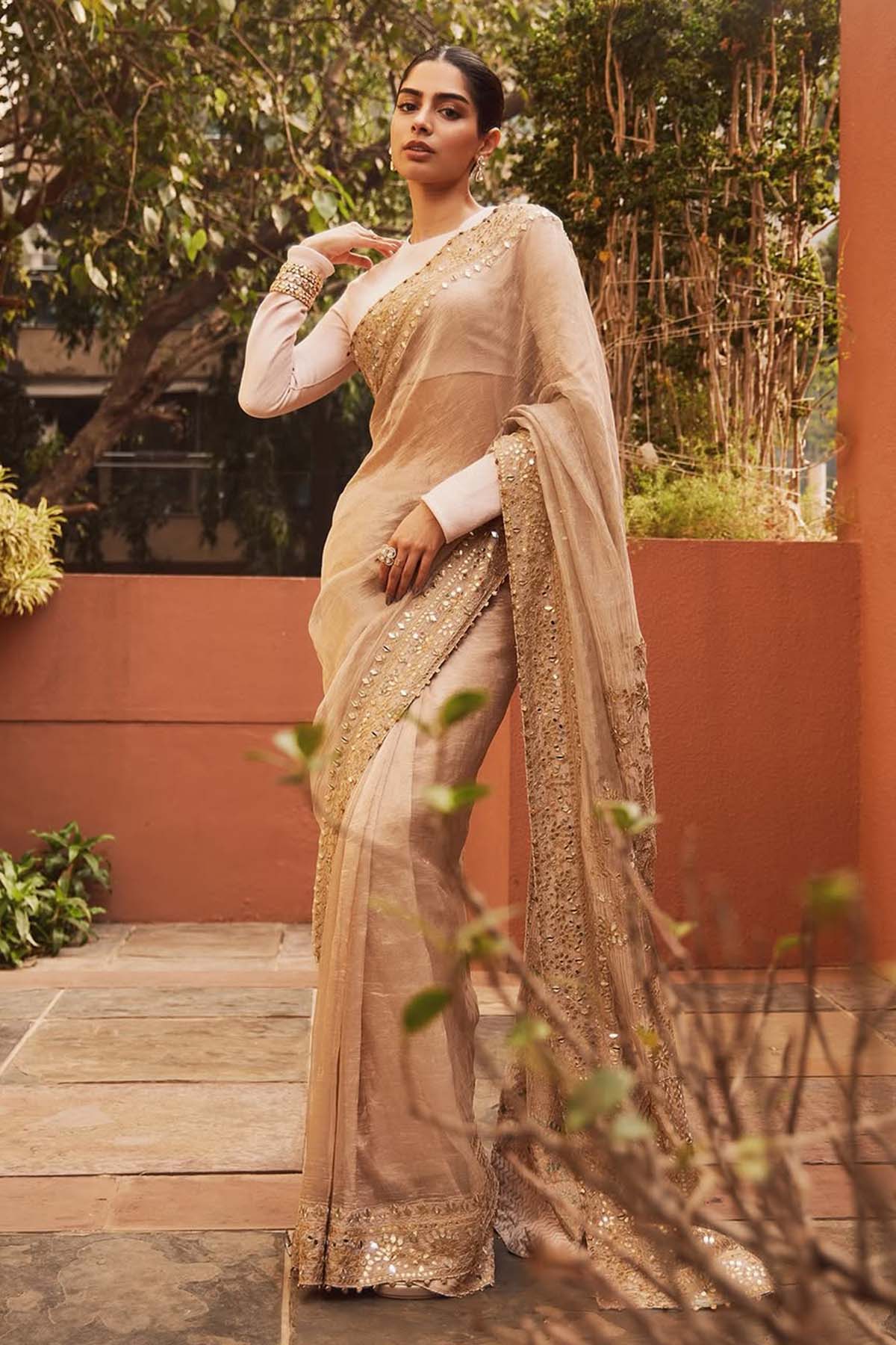 Khushi Kapoor in Gaja Kavya Saree and Raw silk blouse