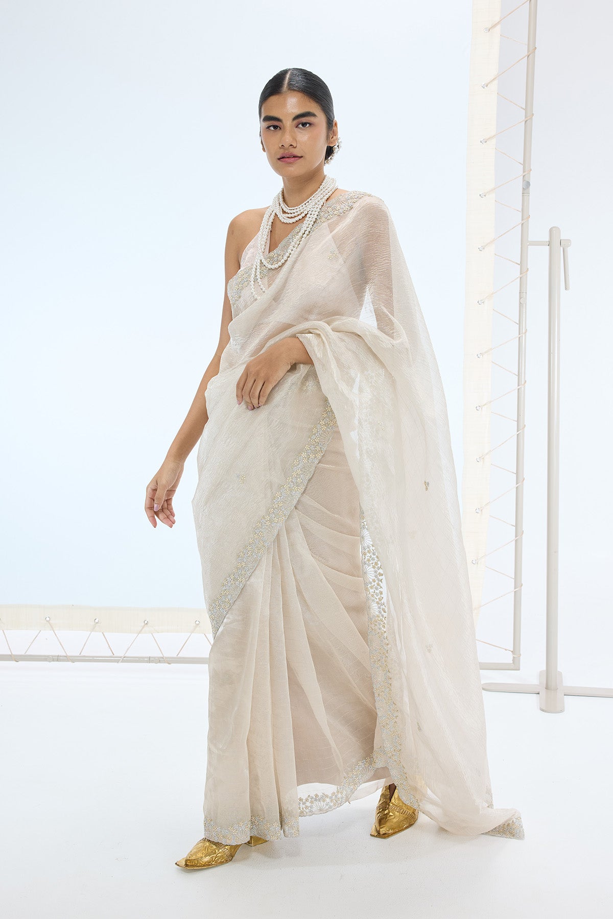The Eva Saree in Champagne