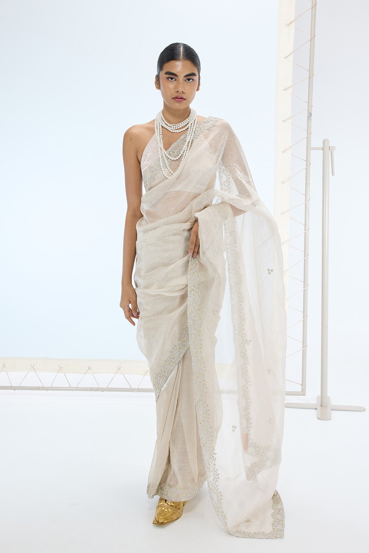The Eva Saree in Champagne