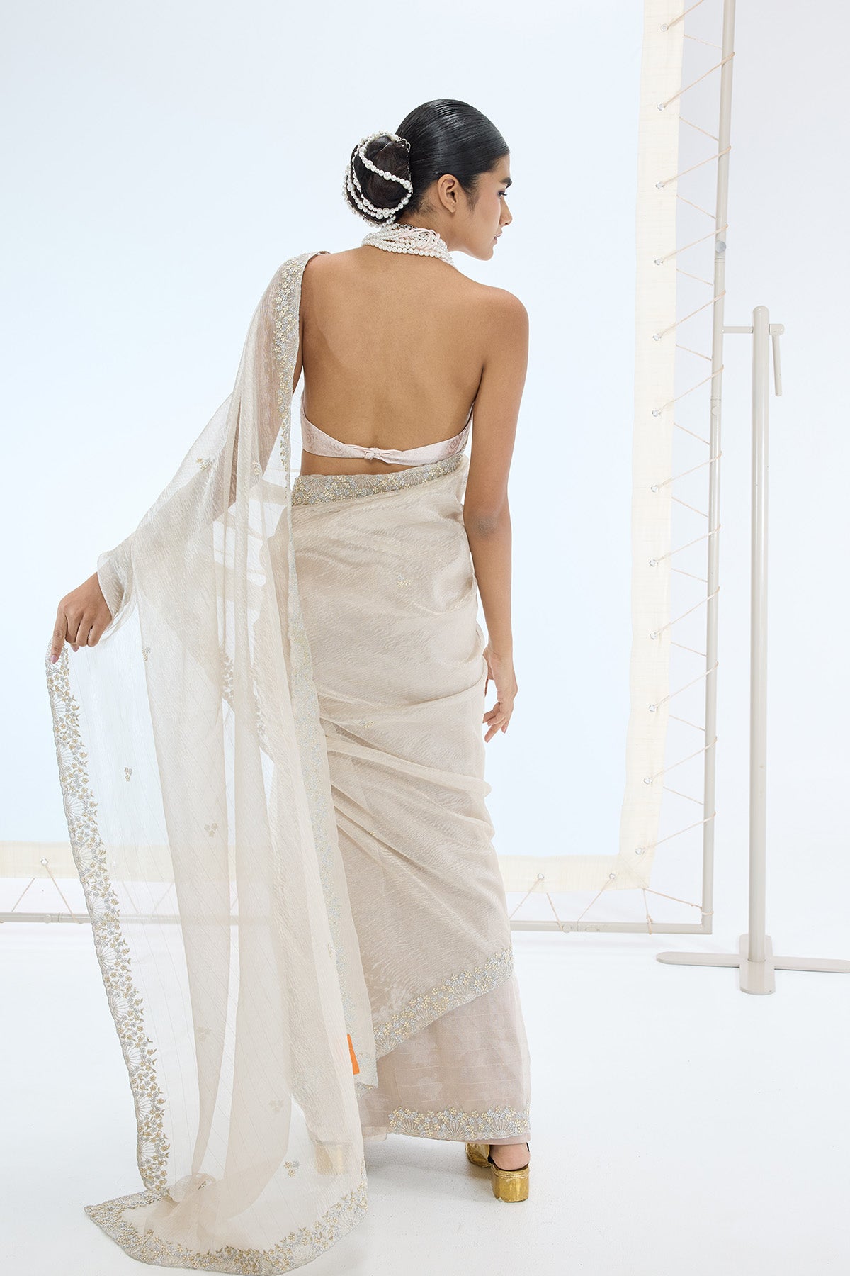 The Eva Saree in Champagne