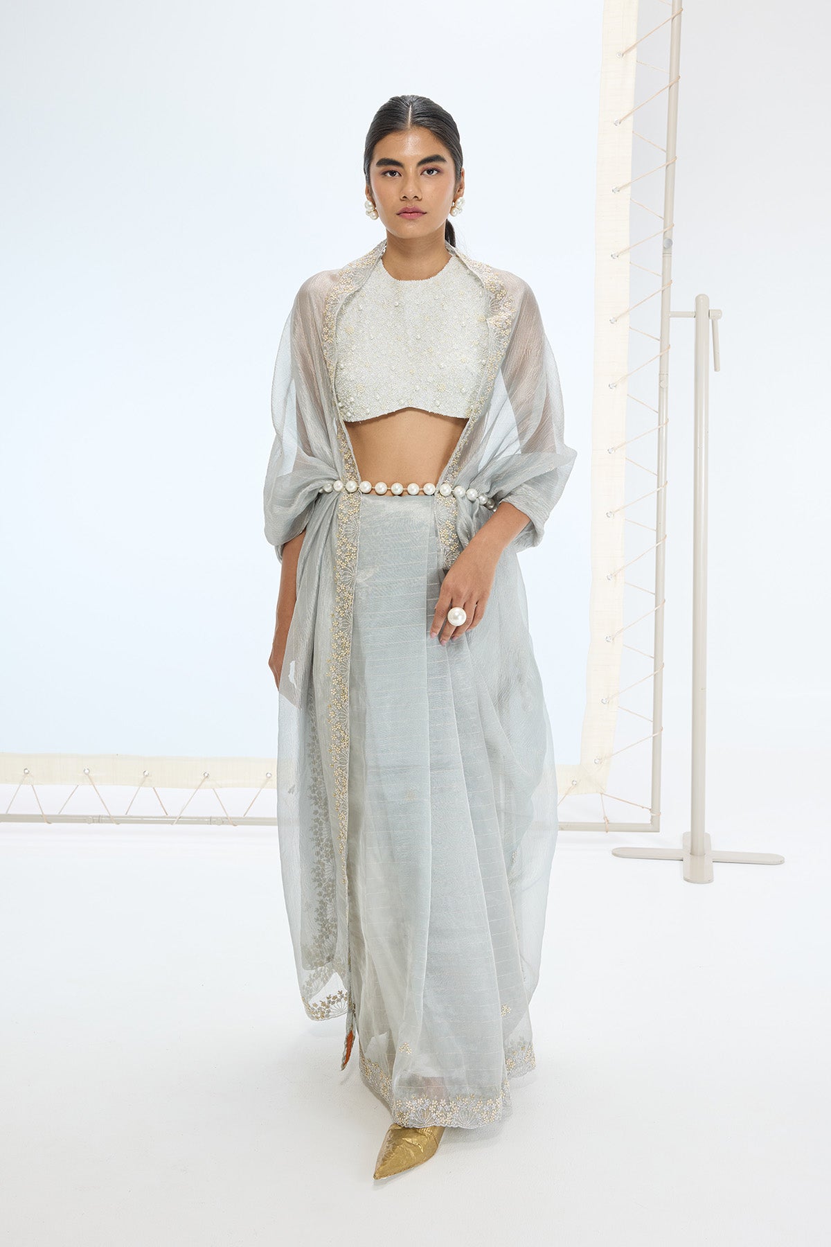 The Eva Saree in Sea Green