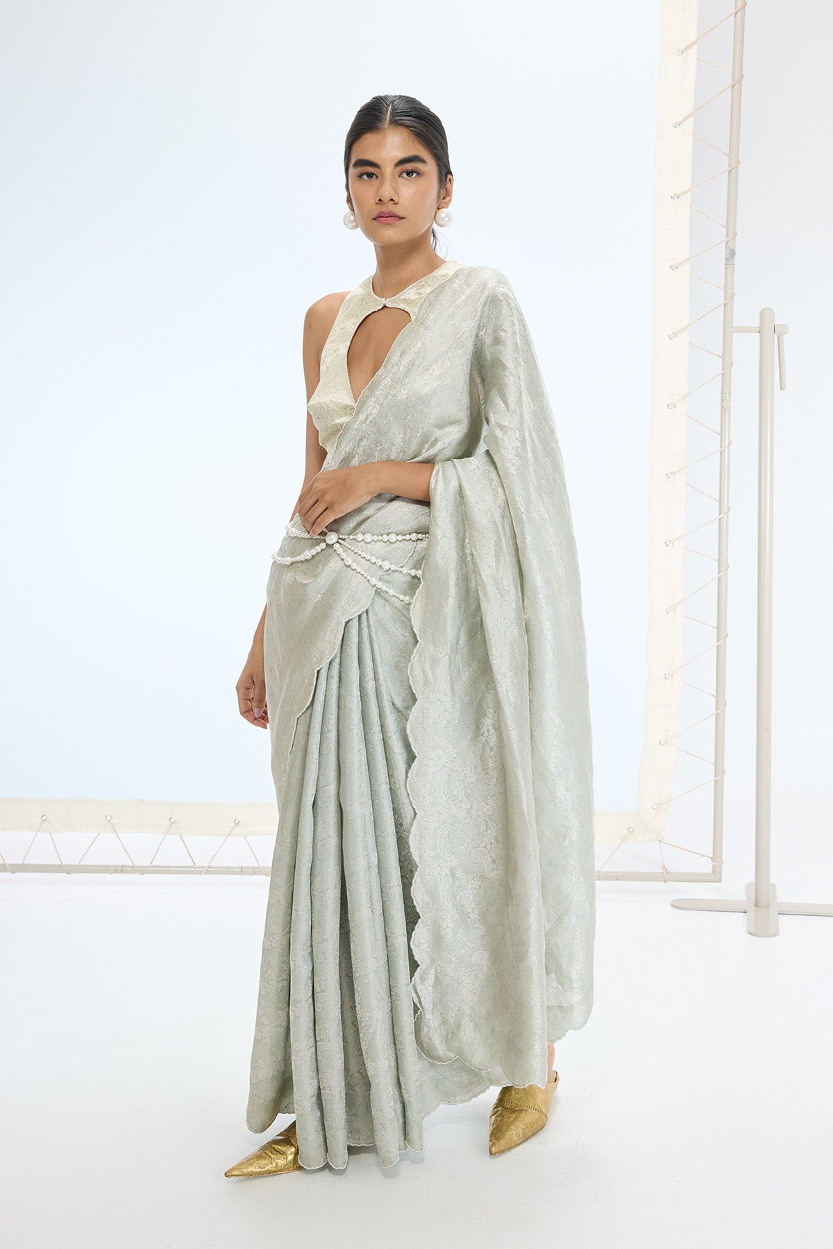 The Jenna Saree in Aqua Green