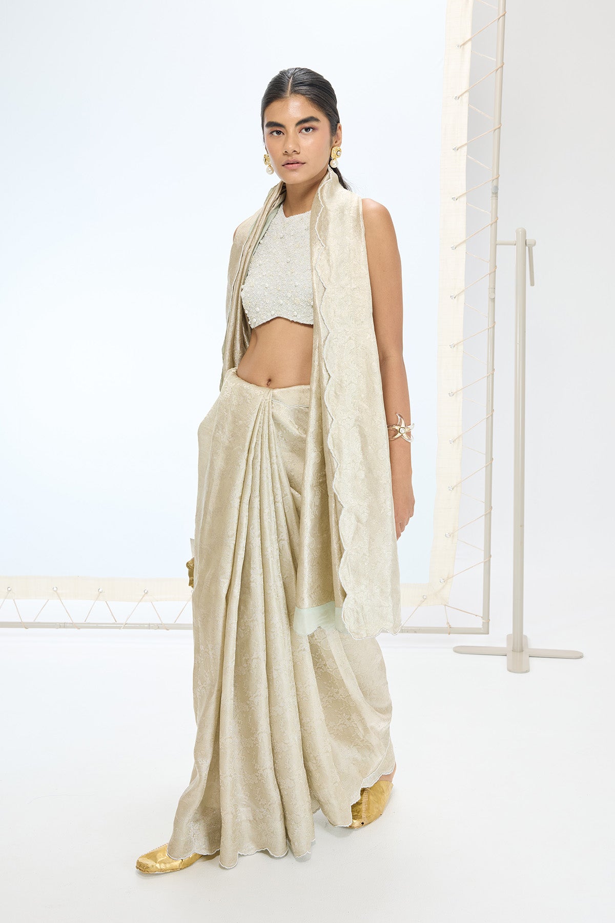 The Jenna Saree in Champagne