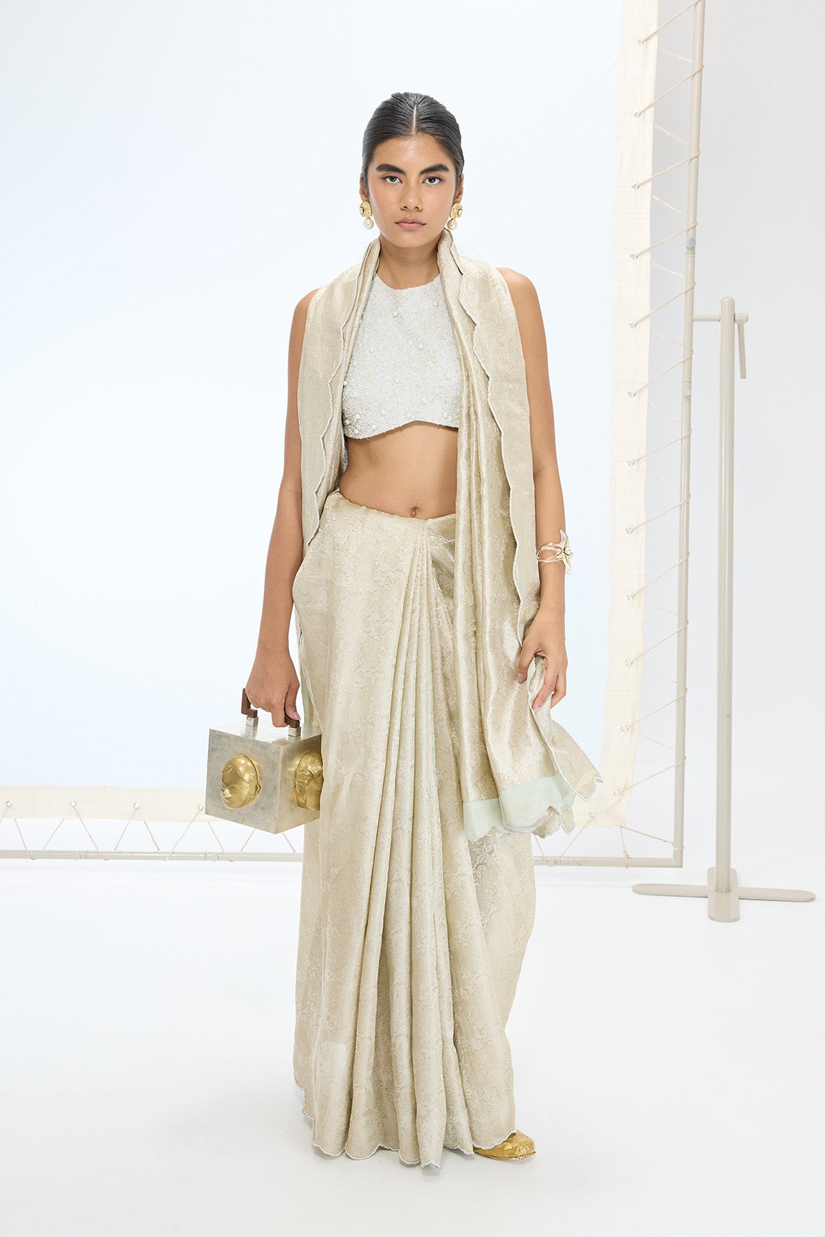 The Jenna Saree in Champagne