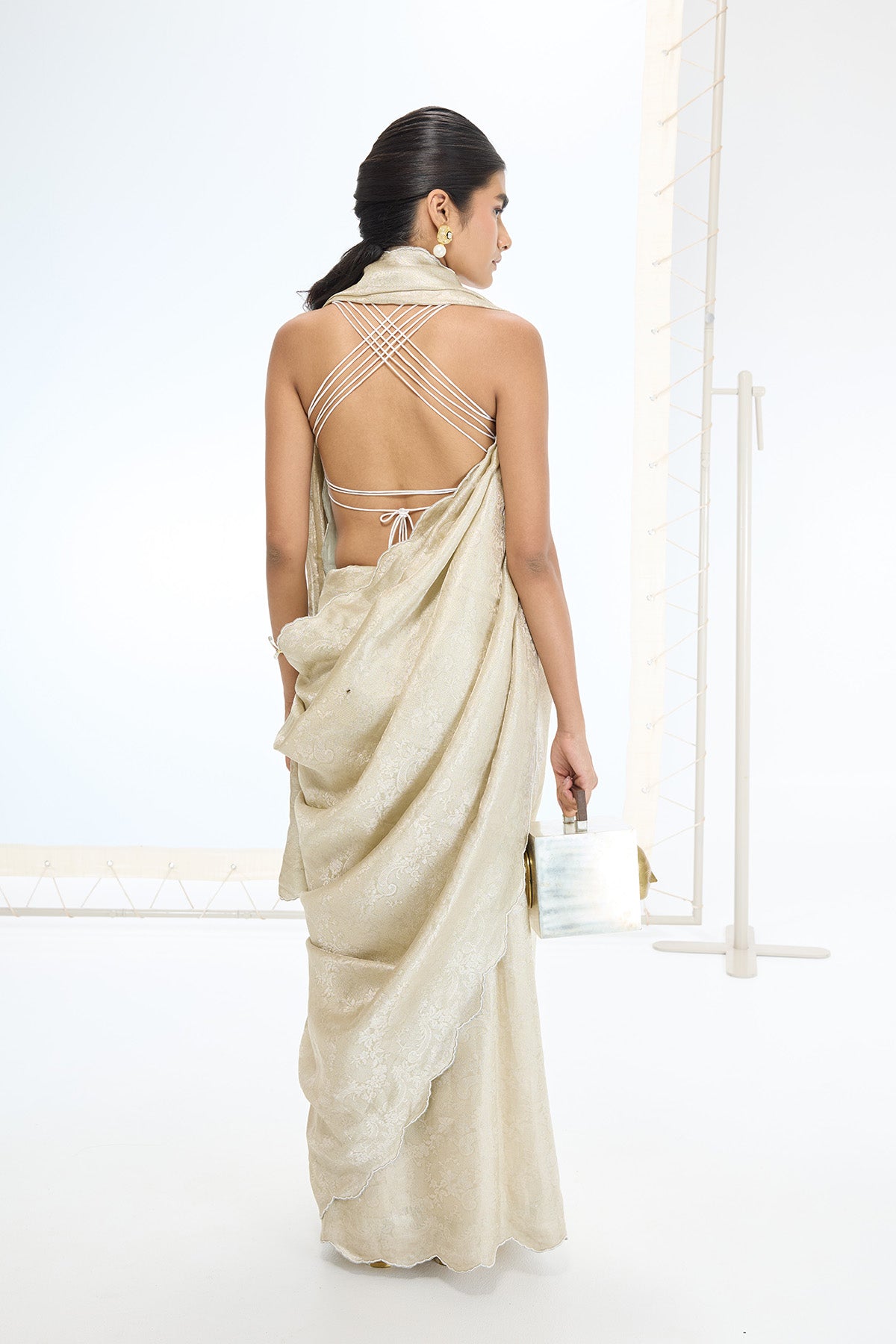 The Jenna Saree in Champagne