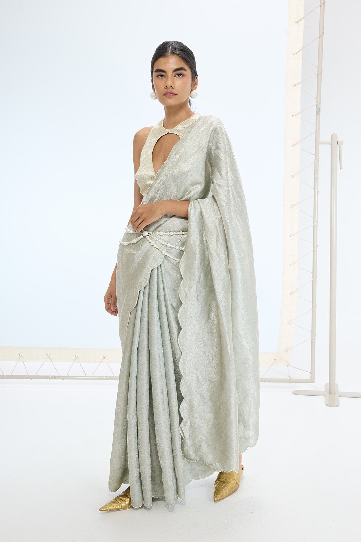 The Diana Saree in Aqua Green