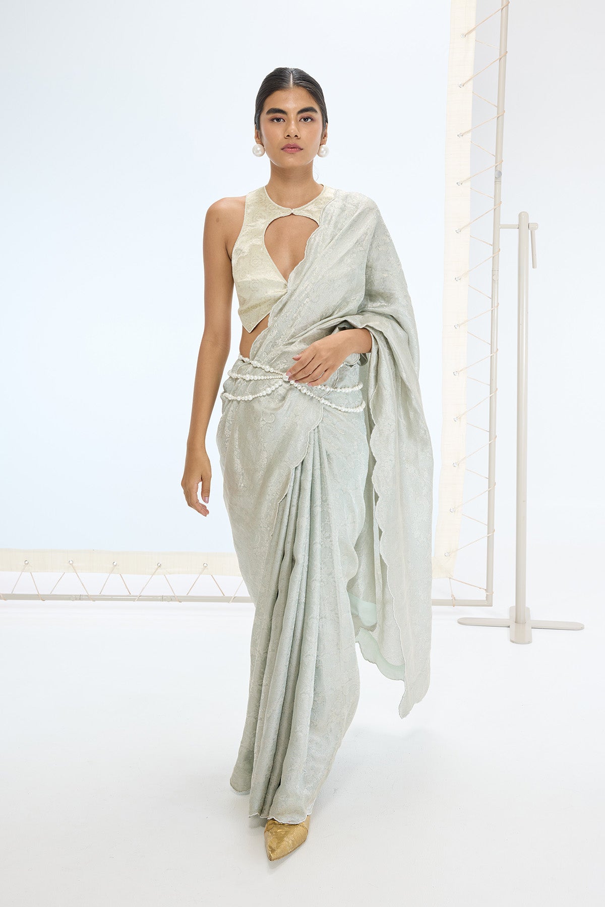 The Diana Saree in Aqua Green