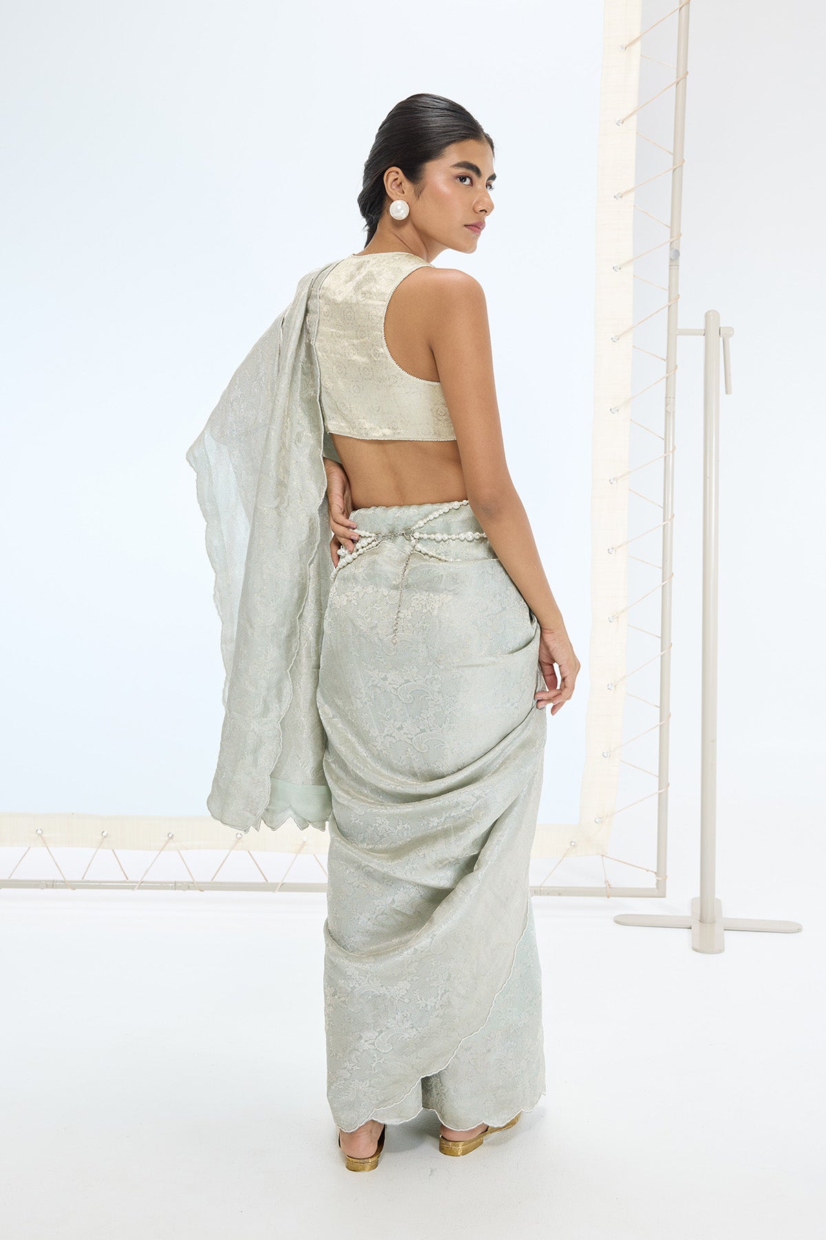 The Diana Saree in Aqua Green