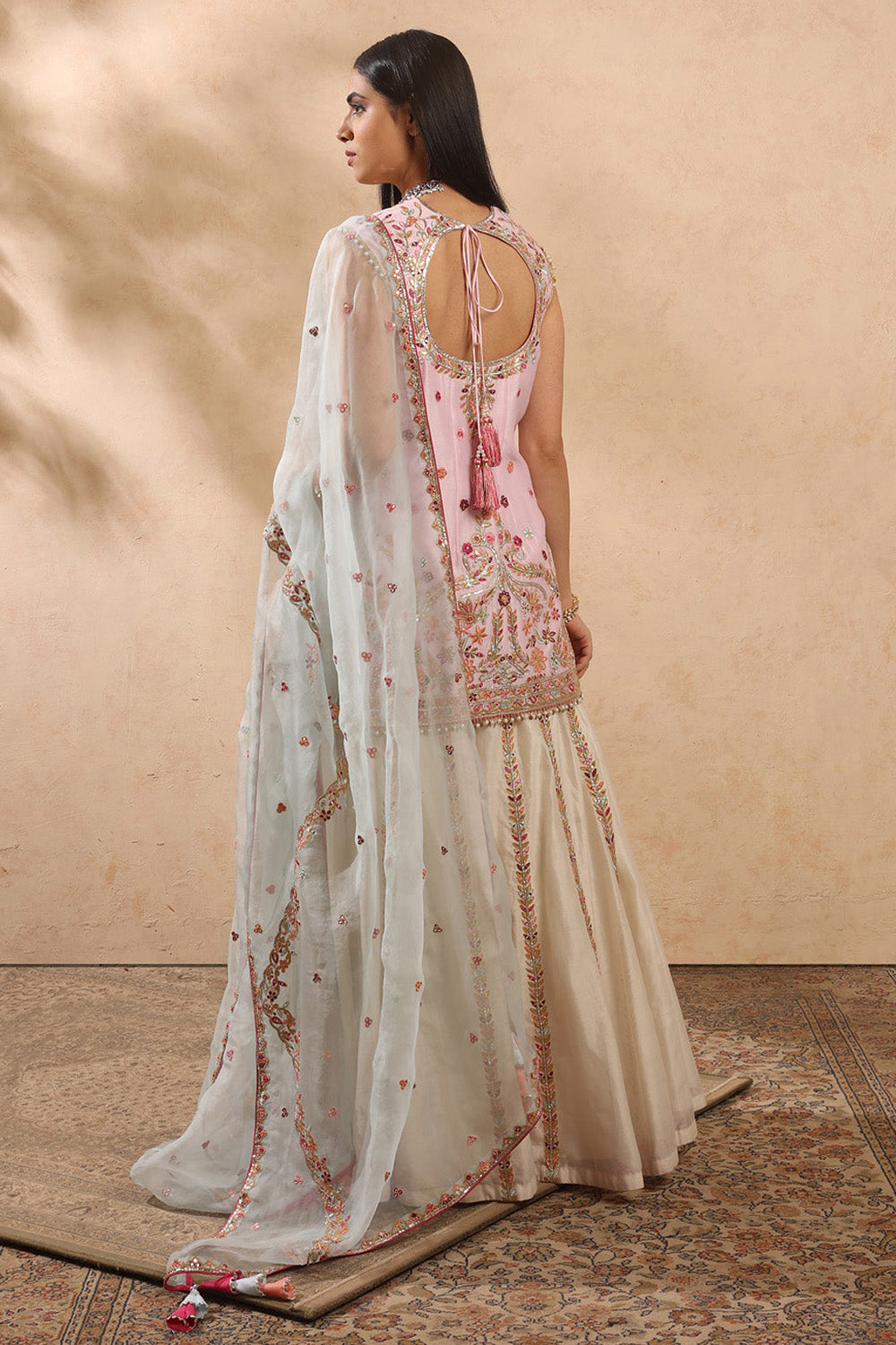 Ivory & Pink Sharara Set