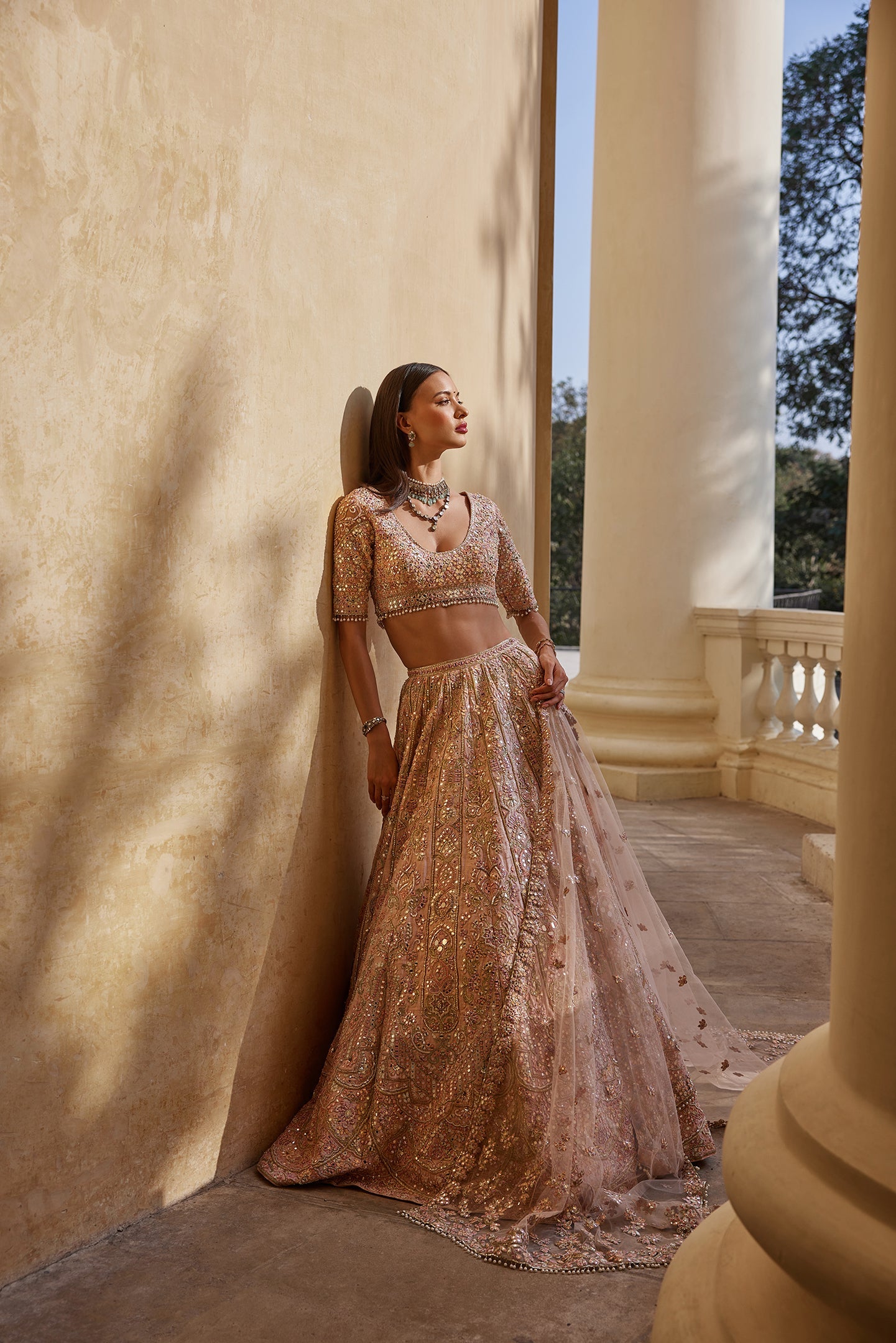 Rose Pink Mirror Lehenga