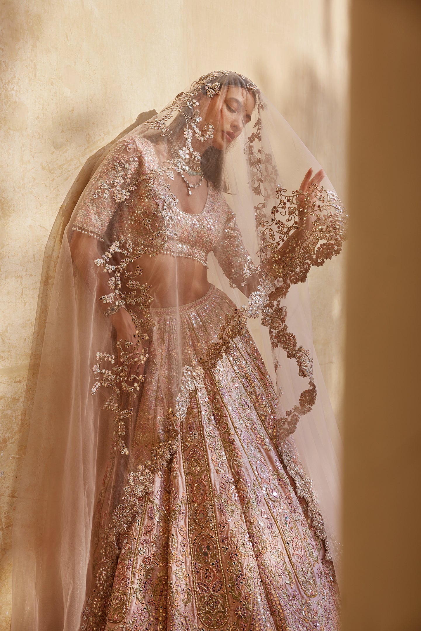 Rose Pink Mirror Lehenga