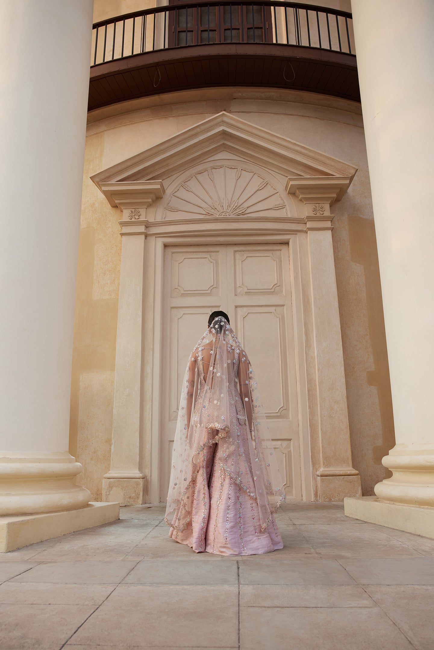 Pink Raw Silk Mirror Sharara Set