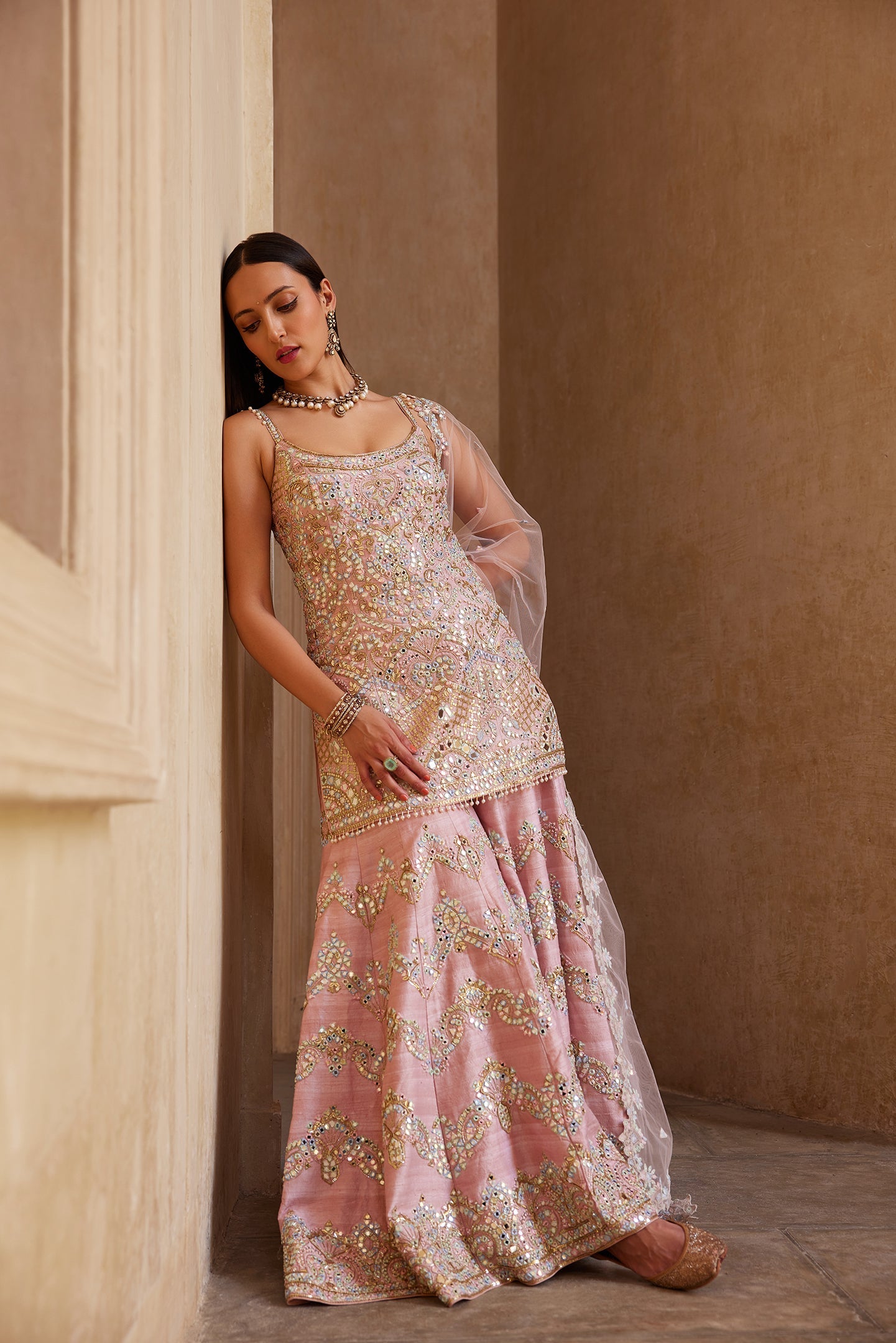 Rose Pink Strappy Sharara