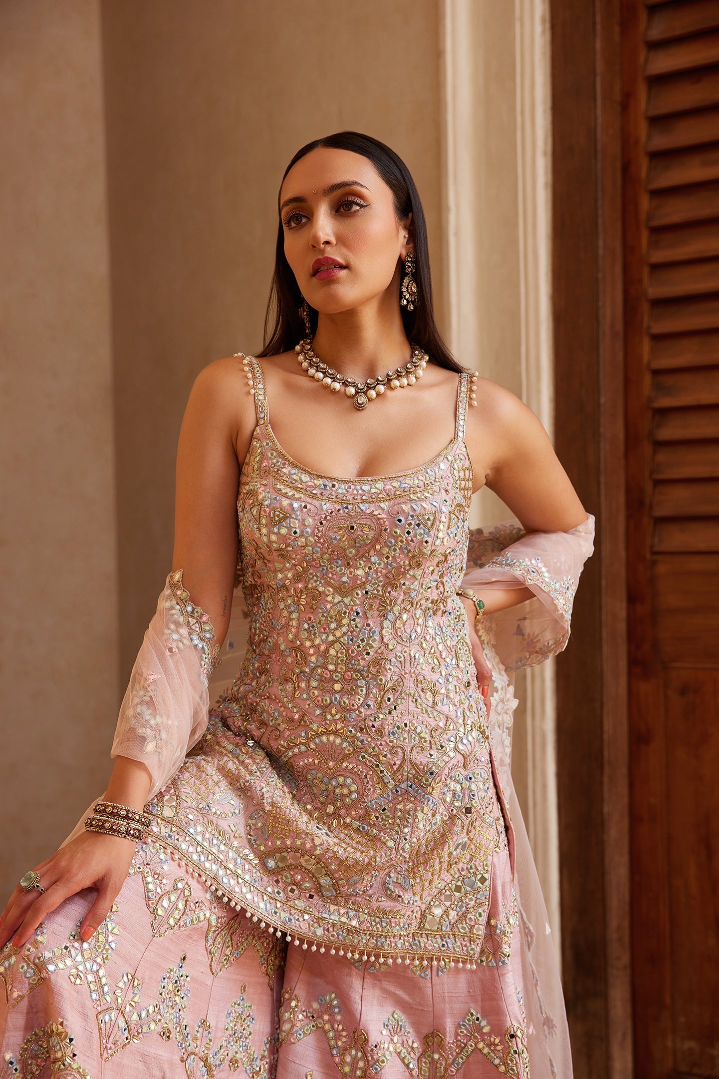 Rose Pink Strappy Sharara