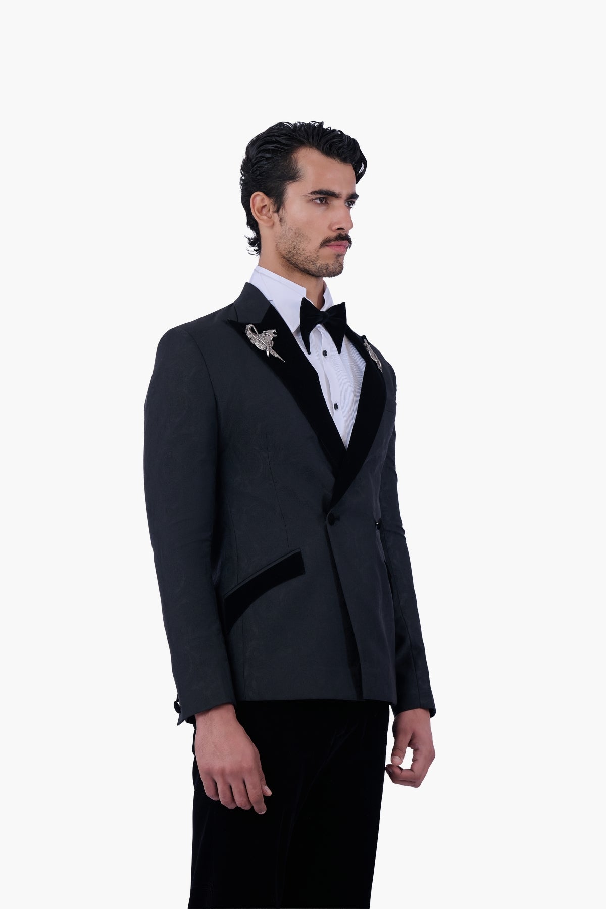 Tonal Paisley Double-Breasted Tuxedo