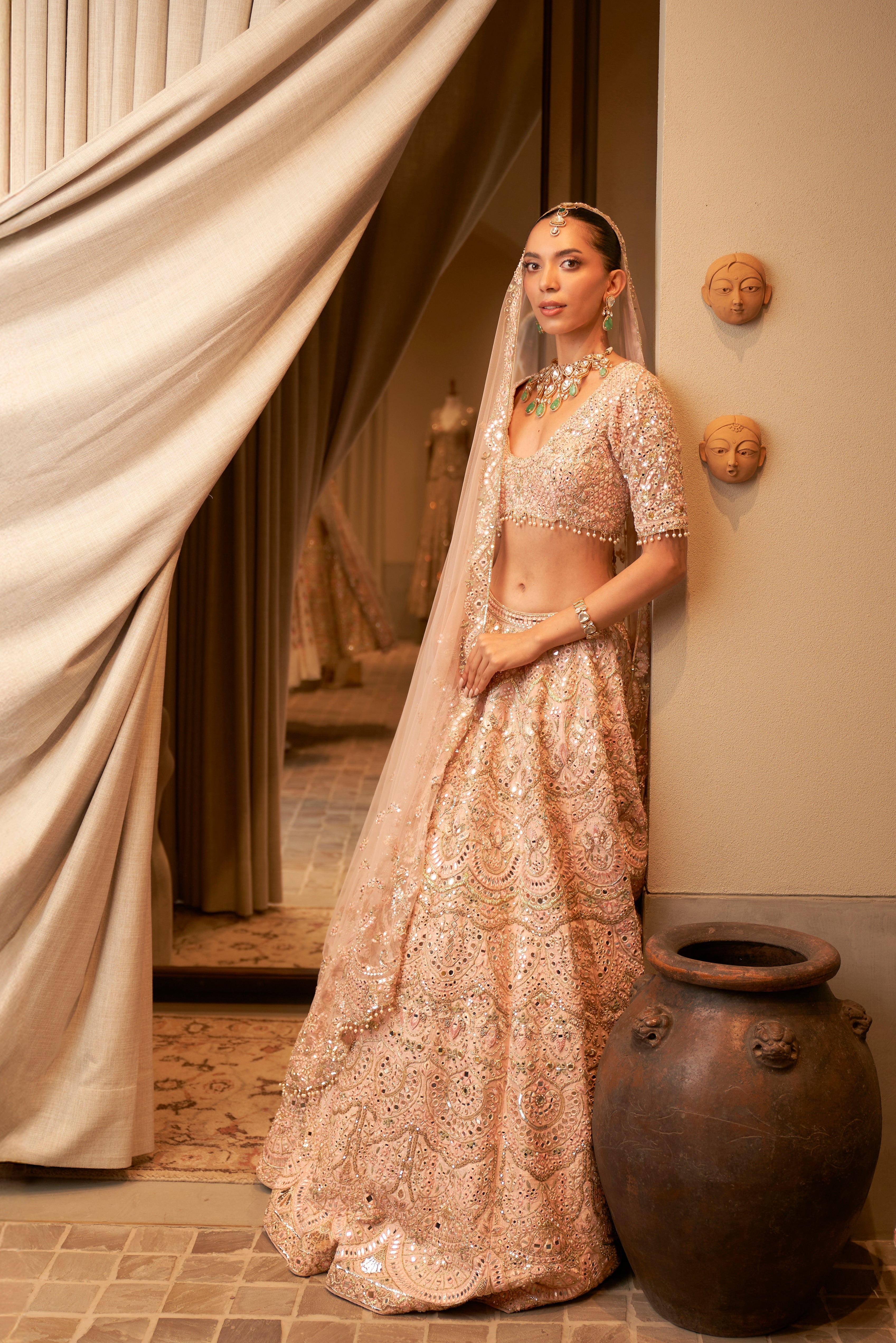 Pink Mirror Lehenga Set