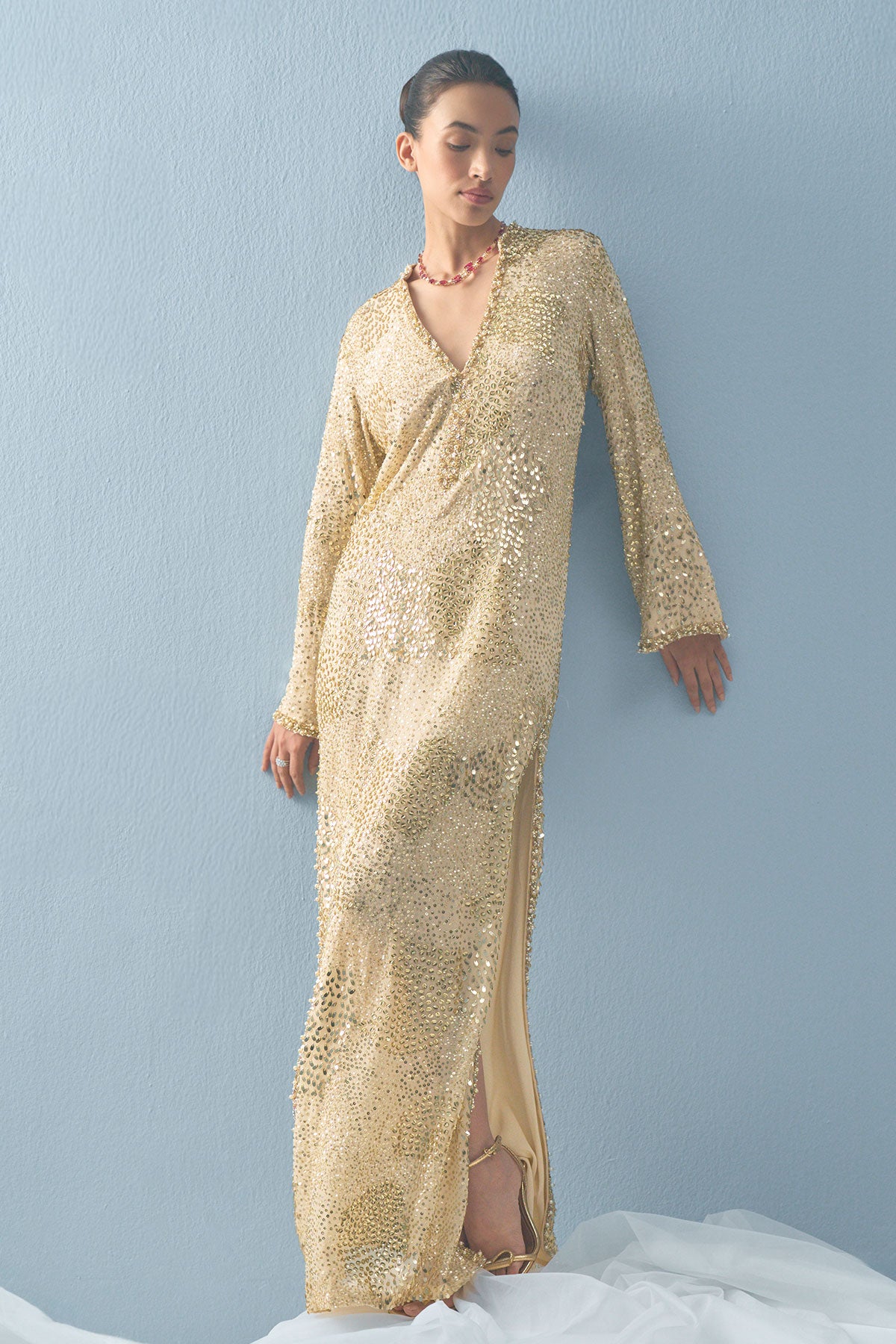 Ivory Georgette Sparkle Kaftan
