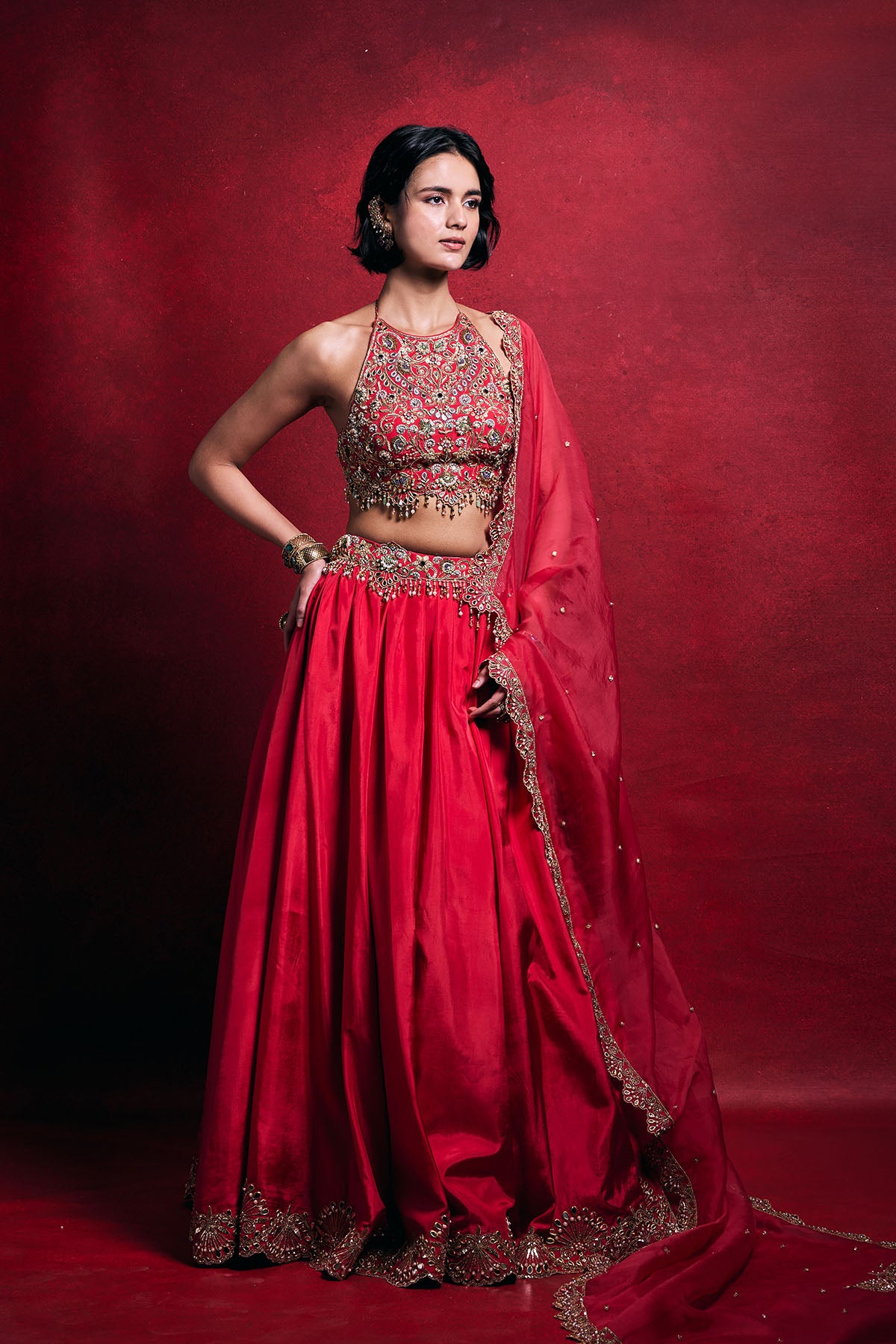 Fuscia Pink Silk Lehenga Set