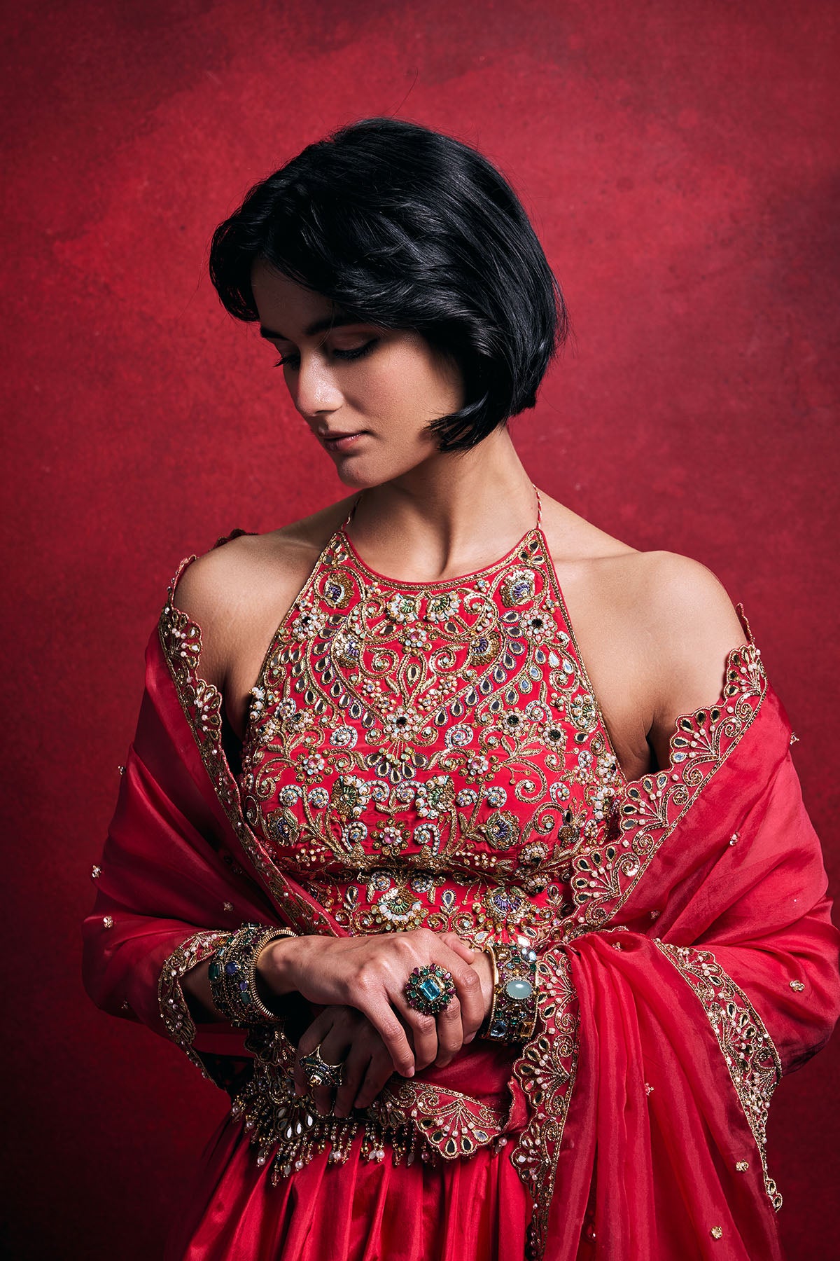 Fuscia Pink Silk Lehenga Set