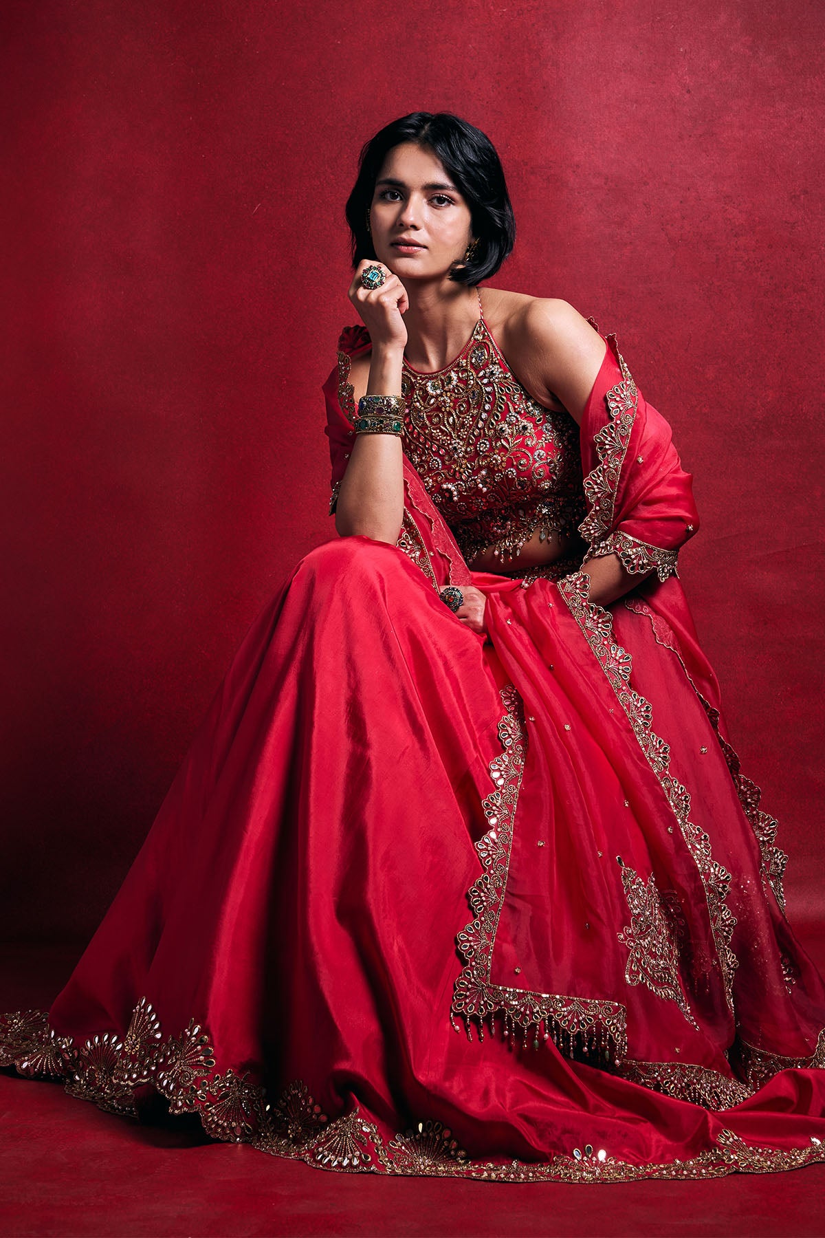 Fuscia Pink Silk Lehenga Set