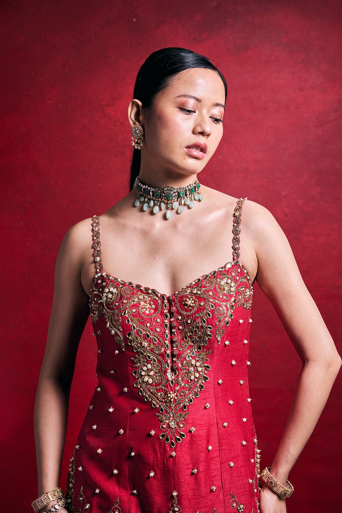 Red And Pink Sharara Set