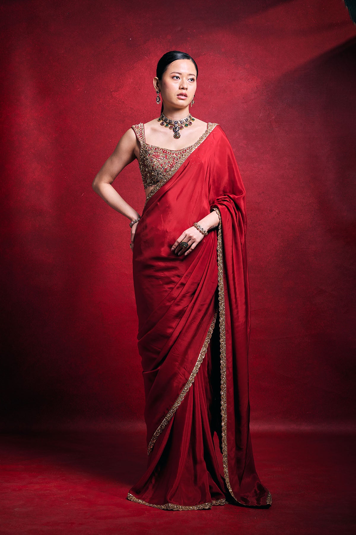 poth saree Red Saree Set 8
