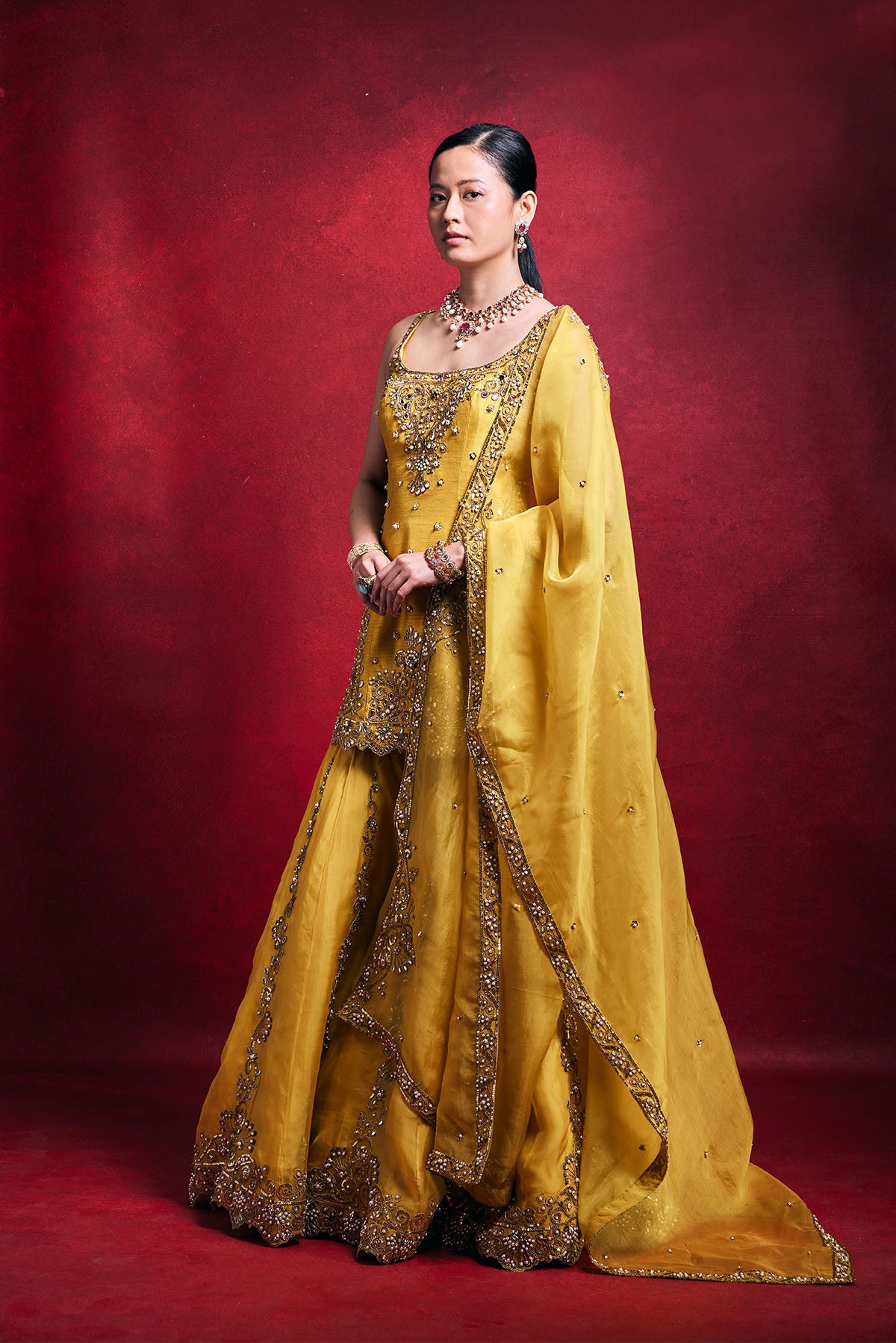 Mustard Gharara Set
