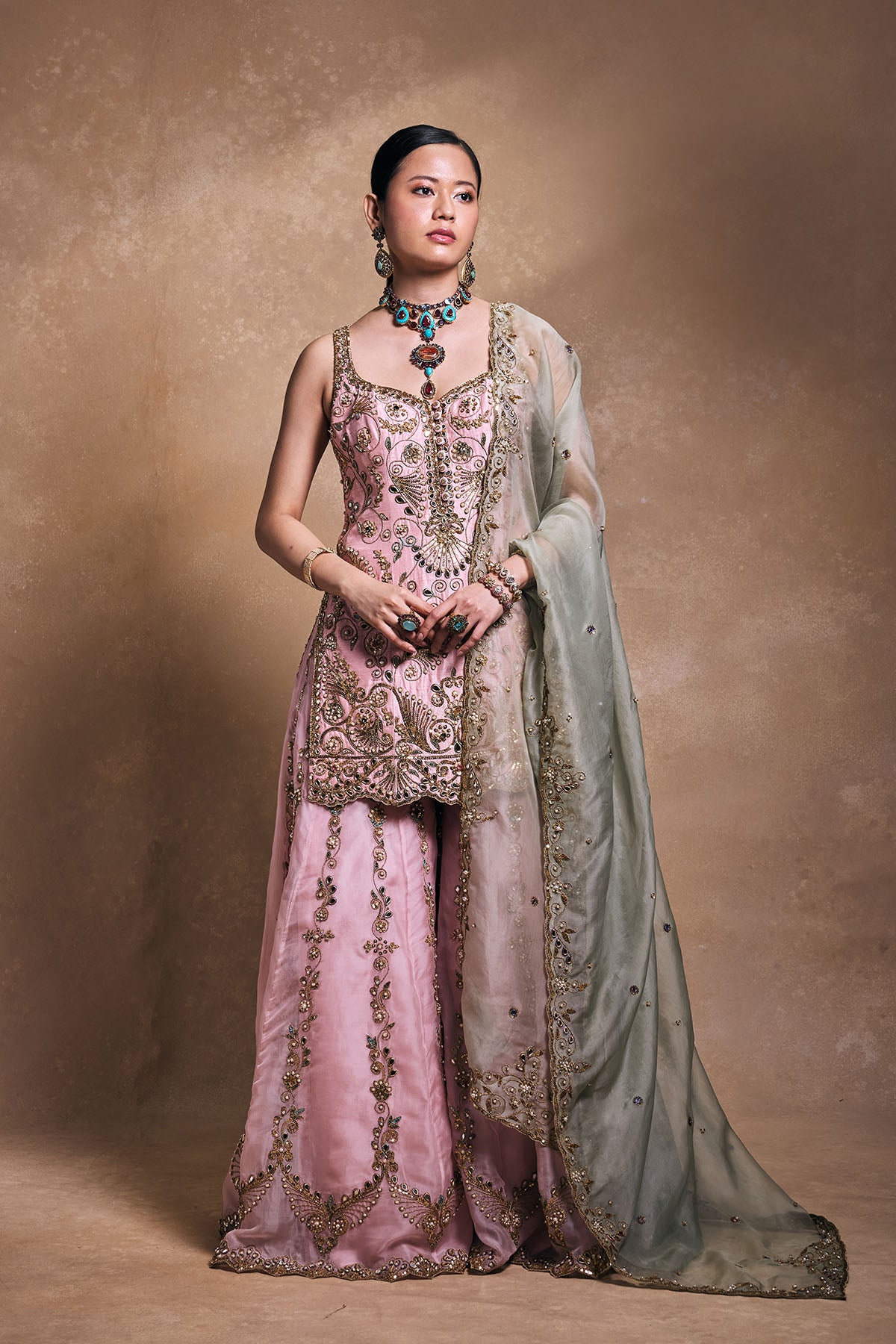 Blush And Sage Sharara Set