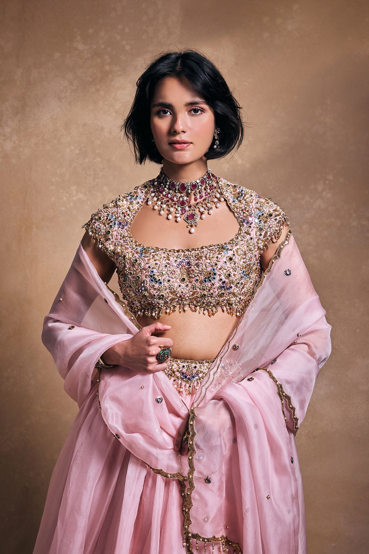Baby Pink Organza Lehenga Set