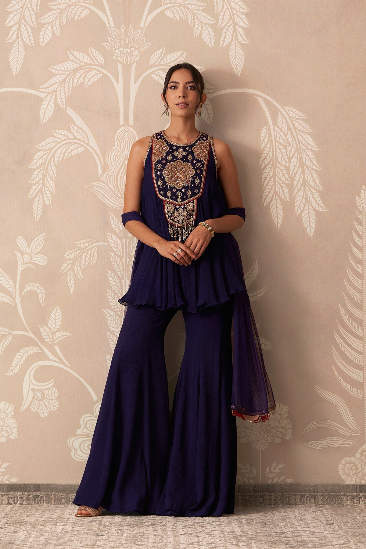city chic navy blue dress Mannat Kurti Skirt Set 00