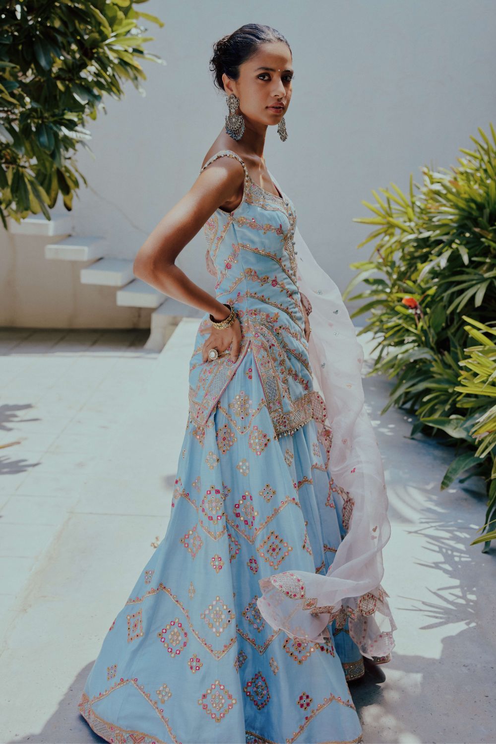 Blue & Pink Sharara Set