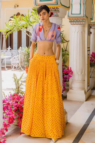 Mango and cherries bow crop and skirt set