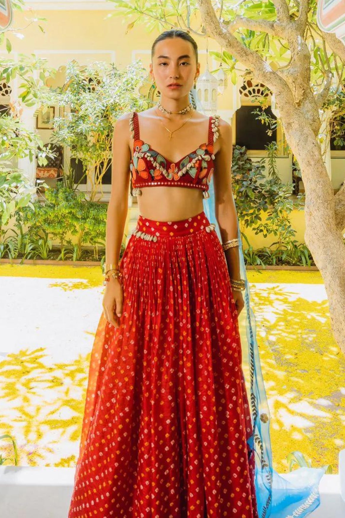 SEASHELLS IN A MEADOW LEHENGA SET