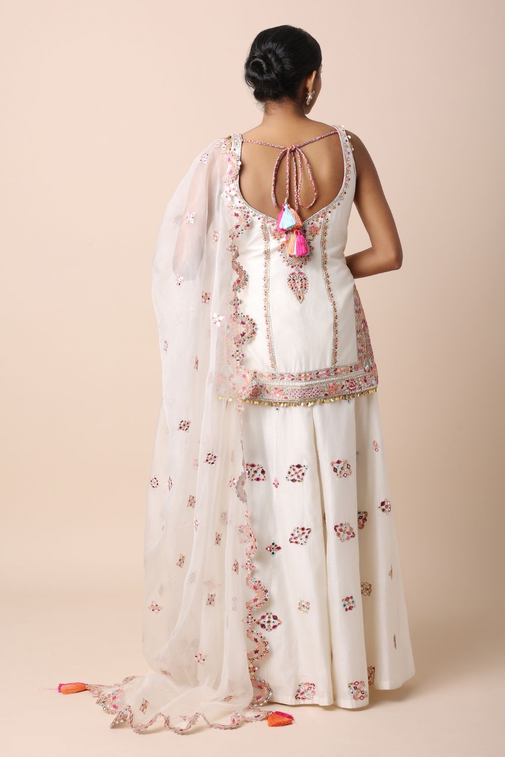 Ivory Embroidered Sharara Set