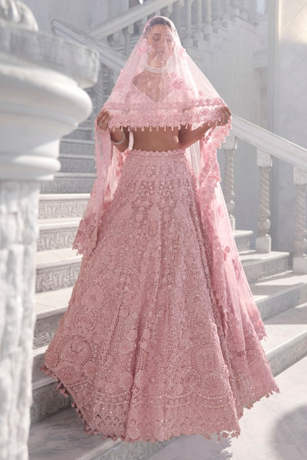 lehenga dress pink Women's Pink Silk Fabric Beads And Sequined Embroidery Lehenga Choli And Dupatta Pink / SEMI-STITCHED