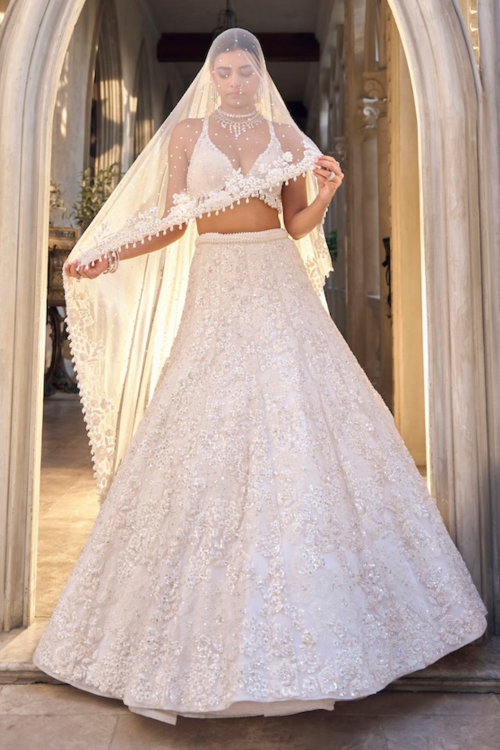 Ivory Floral Lehenga Set