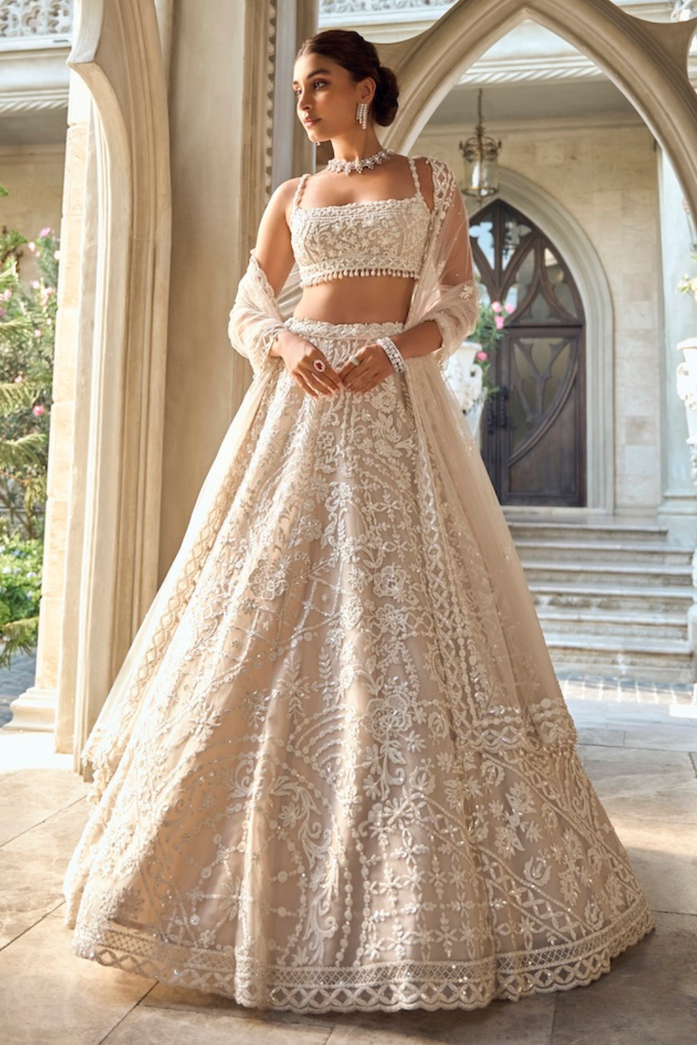 white christmas dresses Off white pure chanderi sik dori embroidered dress paired with dola si –  Emiraas