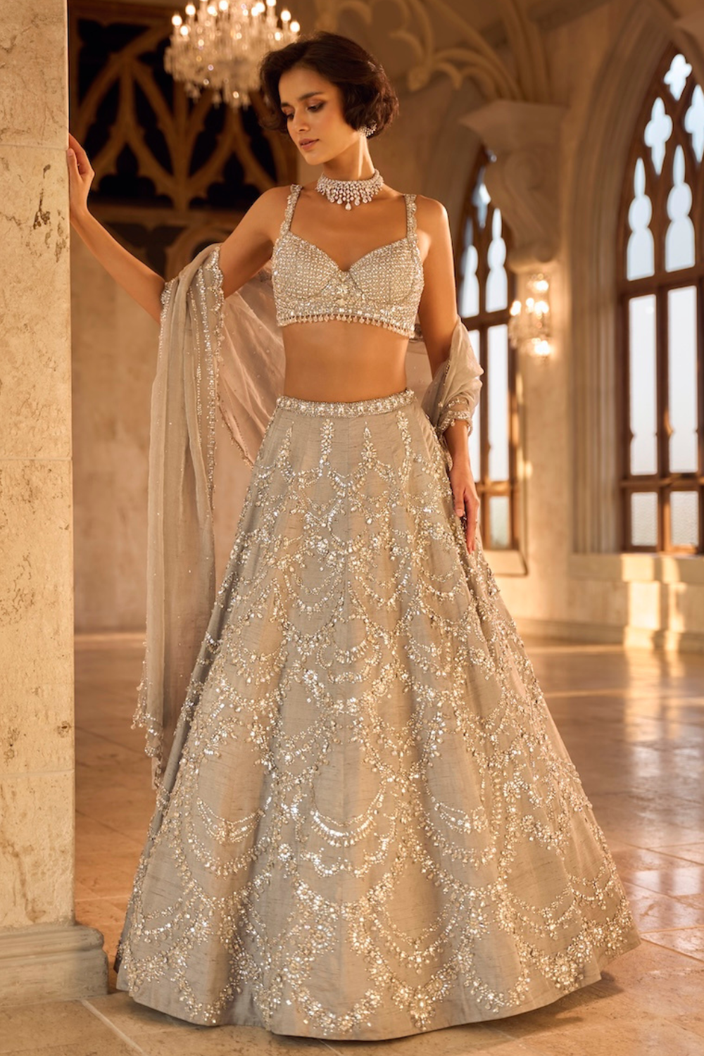 Silver Chandelier Lehenga Set