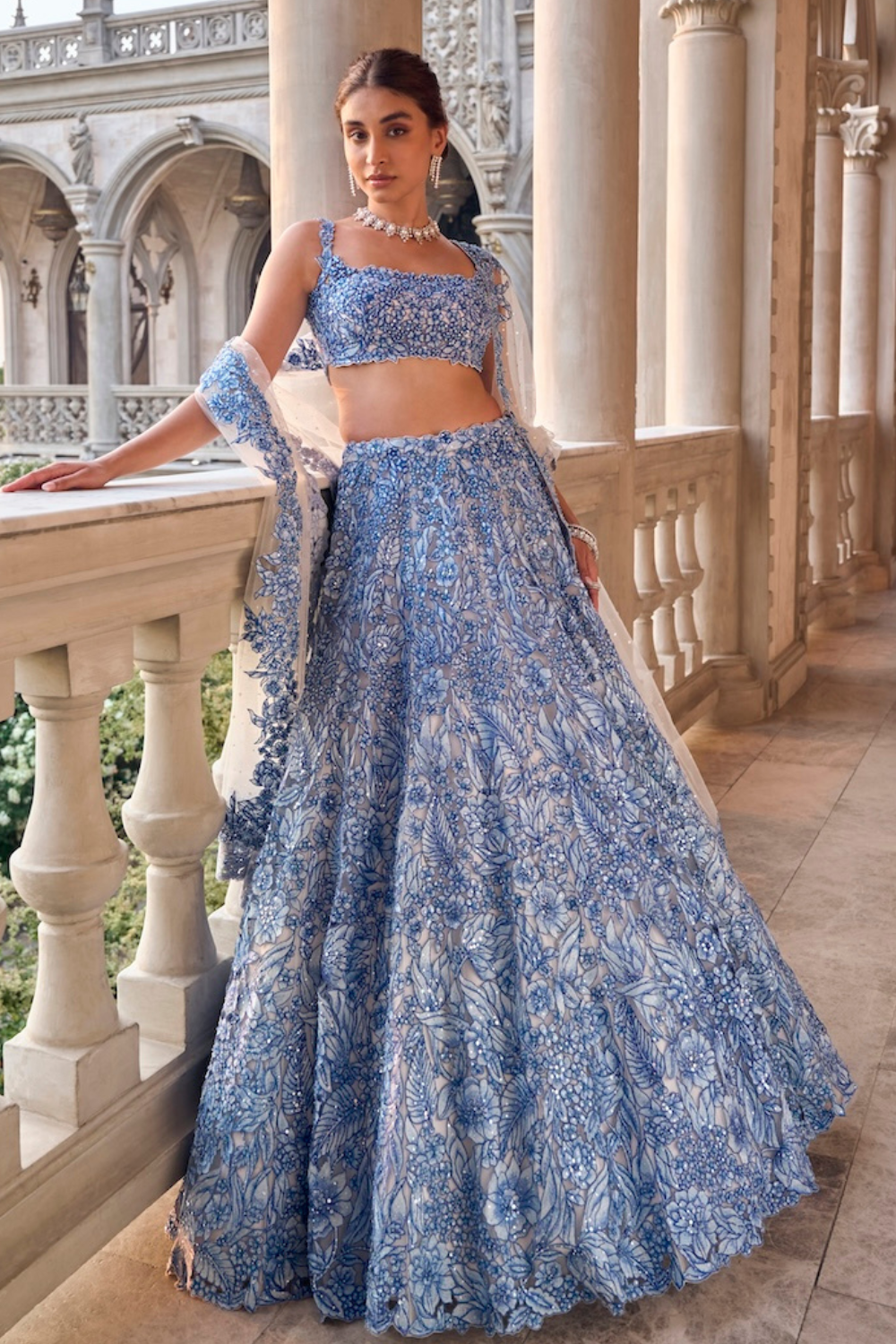 Blue Cut Work Lehenga Set