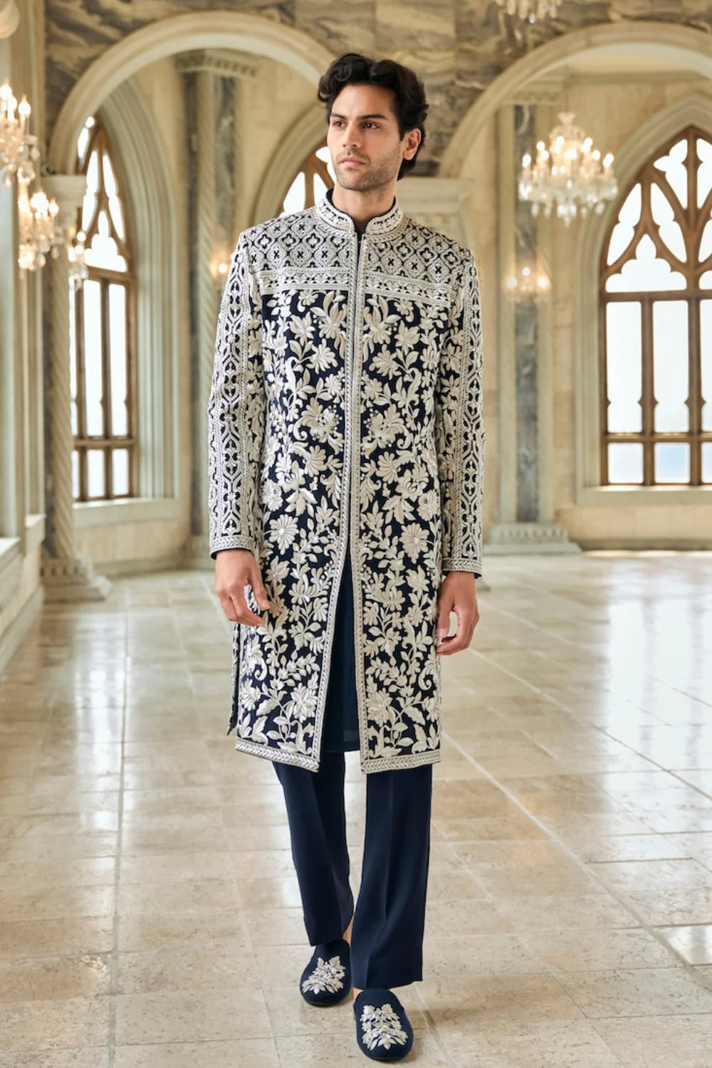Navy & Silver Sherwani Set