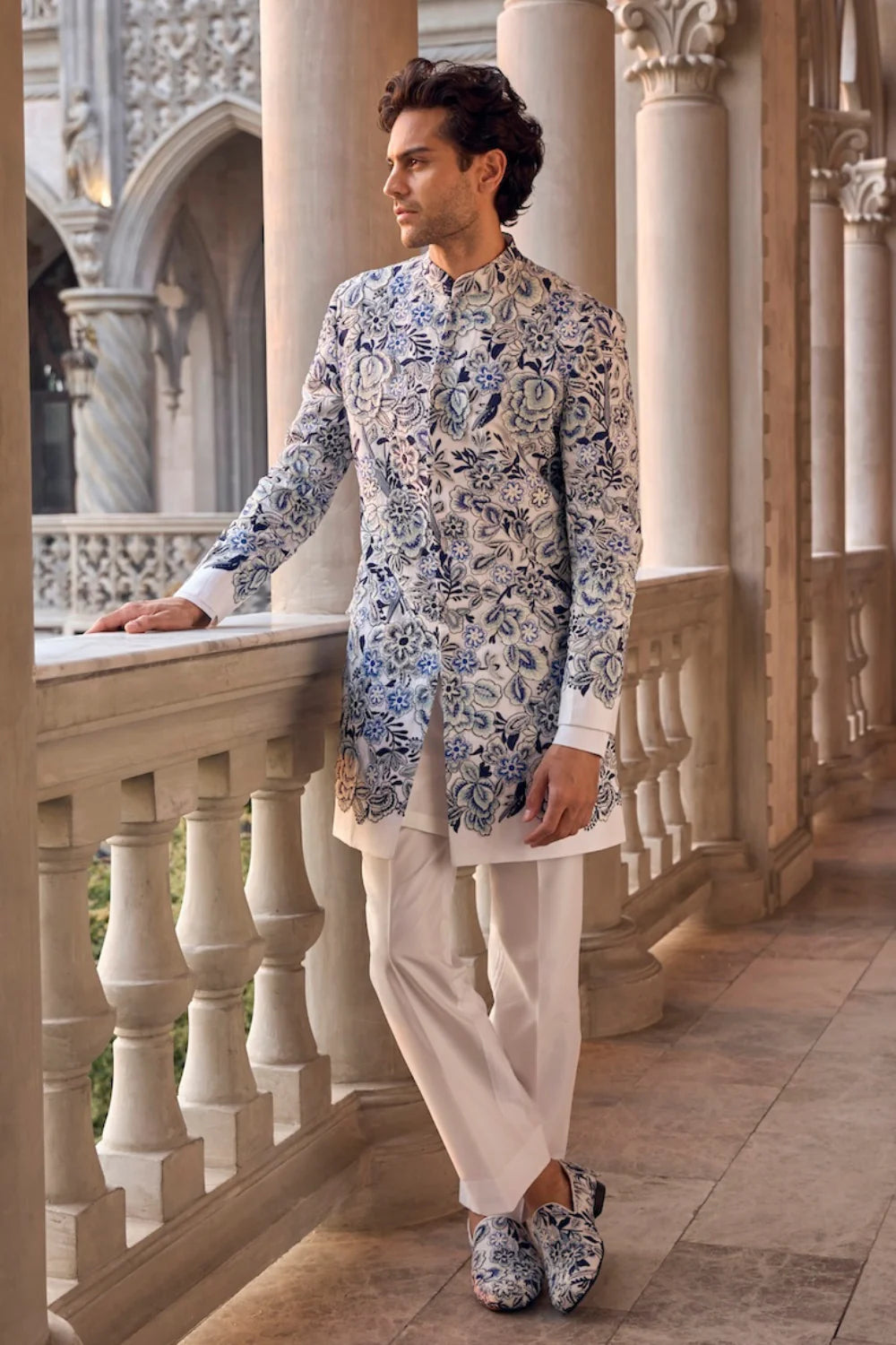 Indigo Cut Work Sherwani Set
