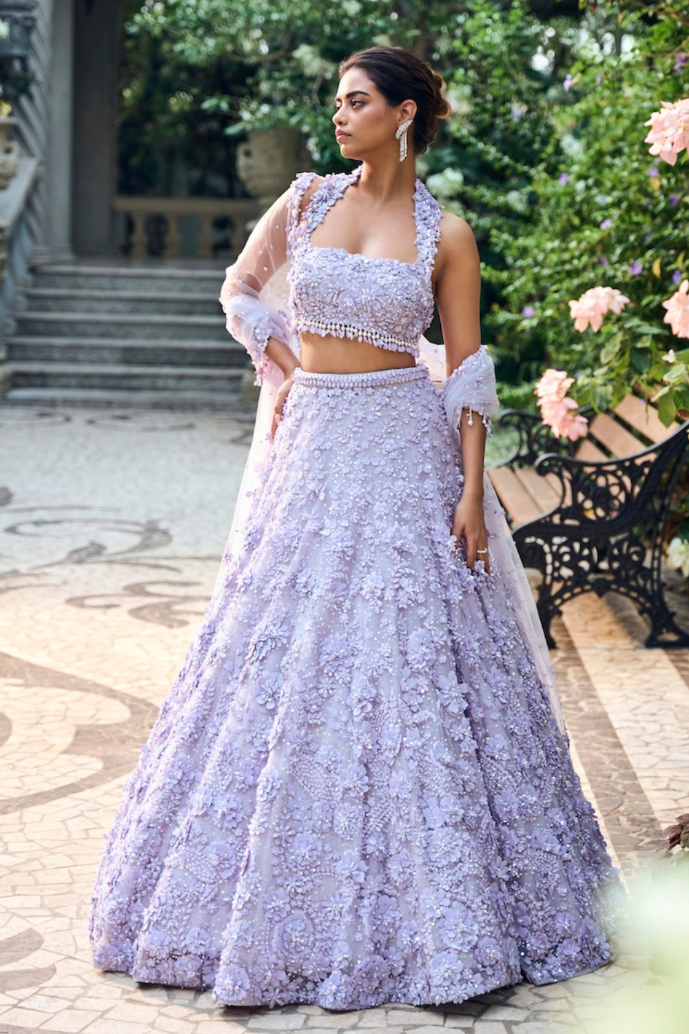 Lilac Three-Dimensional Lehenga Set