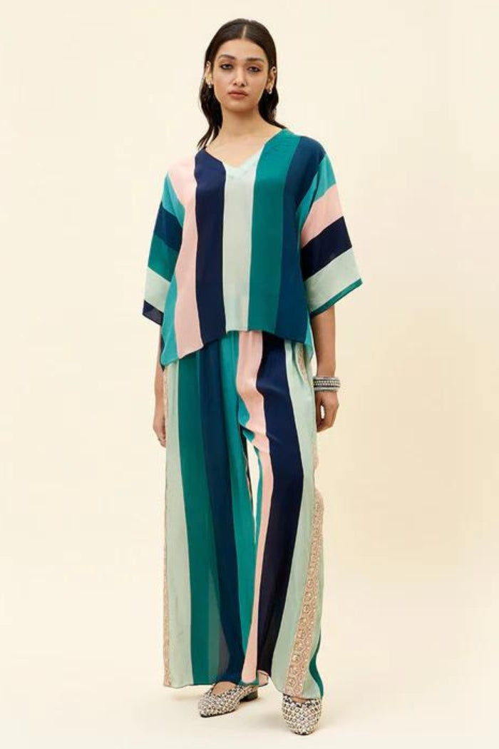 STRIPES PRINT CO ORD SET WITH EMBELLISHMENTS