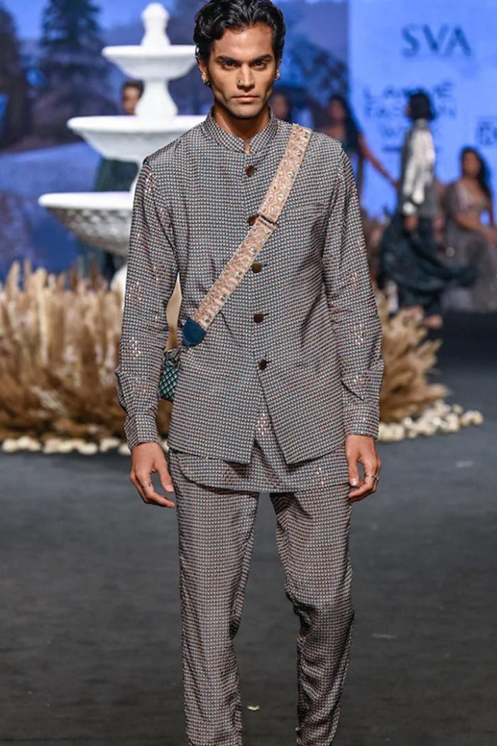 PINK BUTTI PRINT BUNDI WITH PINK BUTTI PRINT SHORT SHIRT STYLEKURTA WITH PANTS